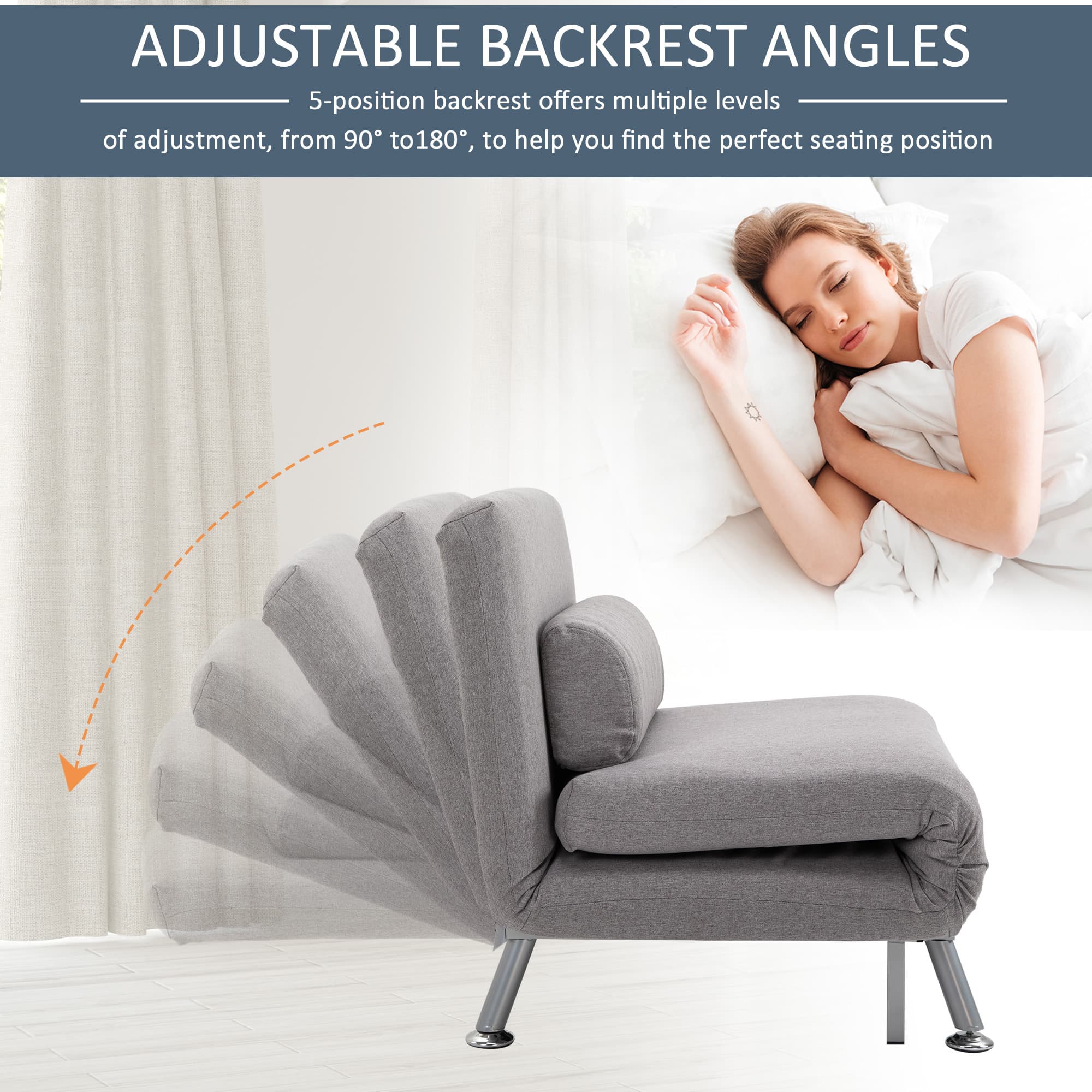 Transform Your Space with this Grey Convertible Futon Chair - image 4