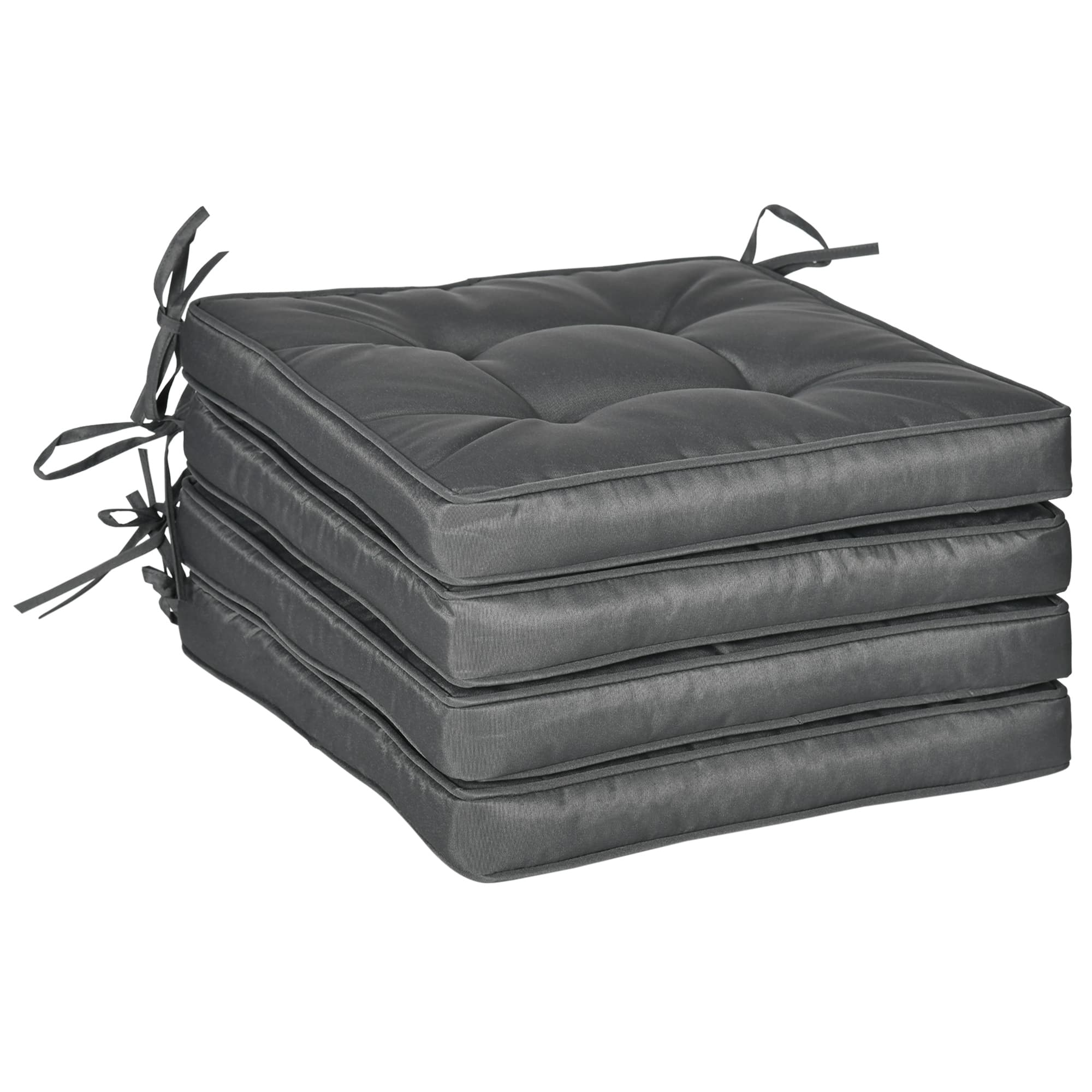 Set Of 4 Grey Garden Cushions For Dining Chairs - Grey