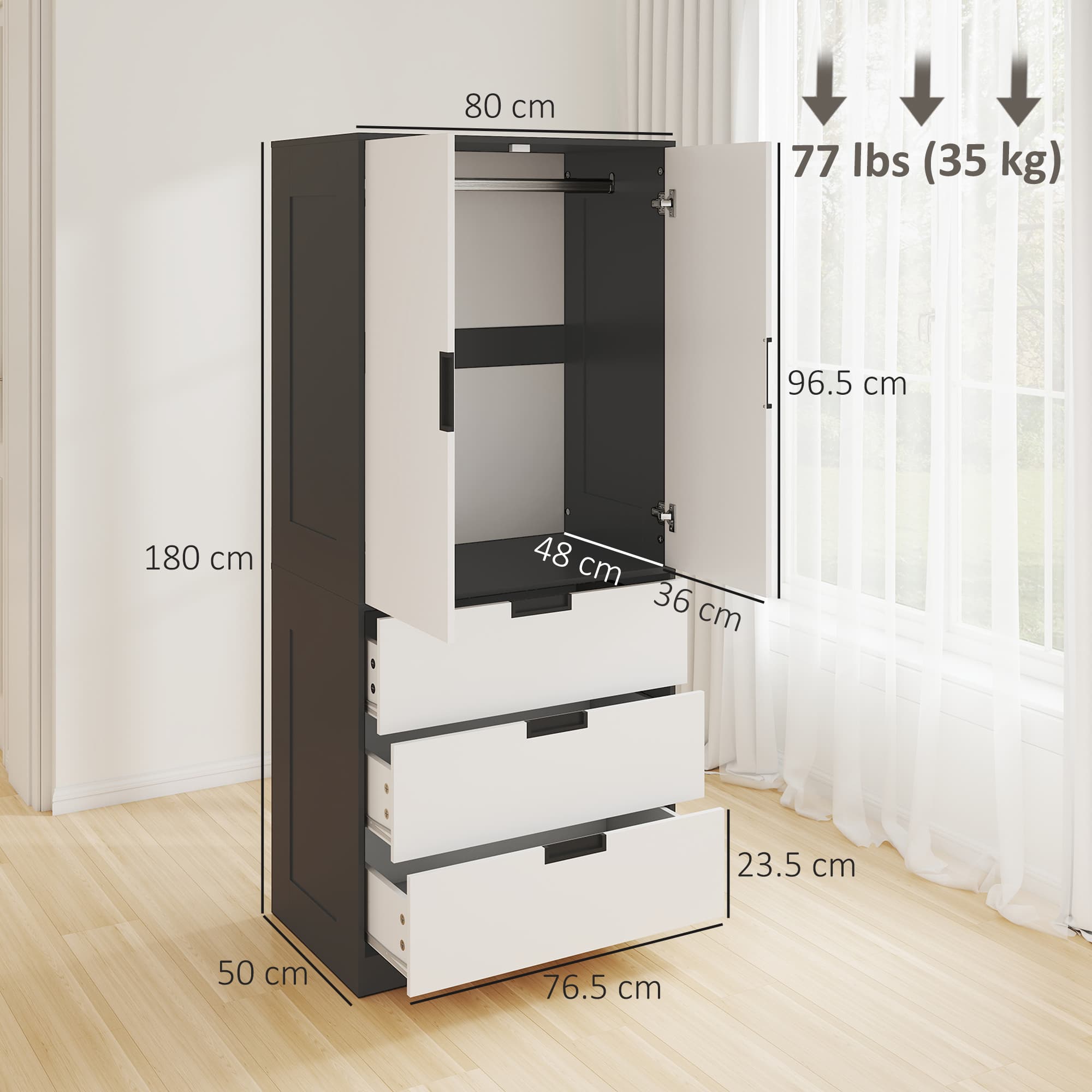 Transform Your Bedroom with this Modern Black 2-Door Wardrobe - image 4
