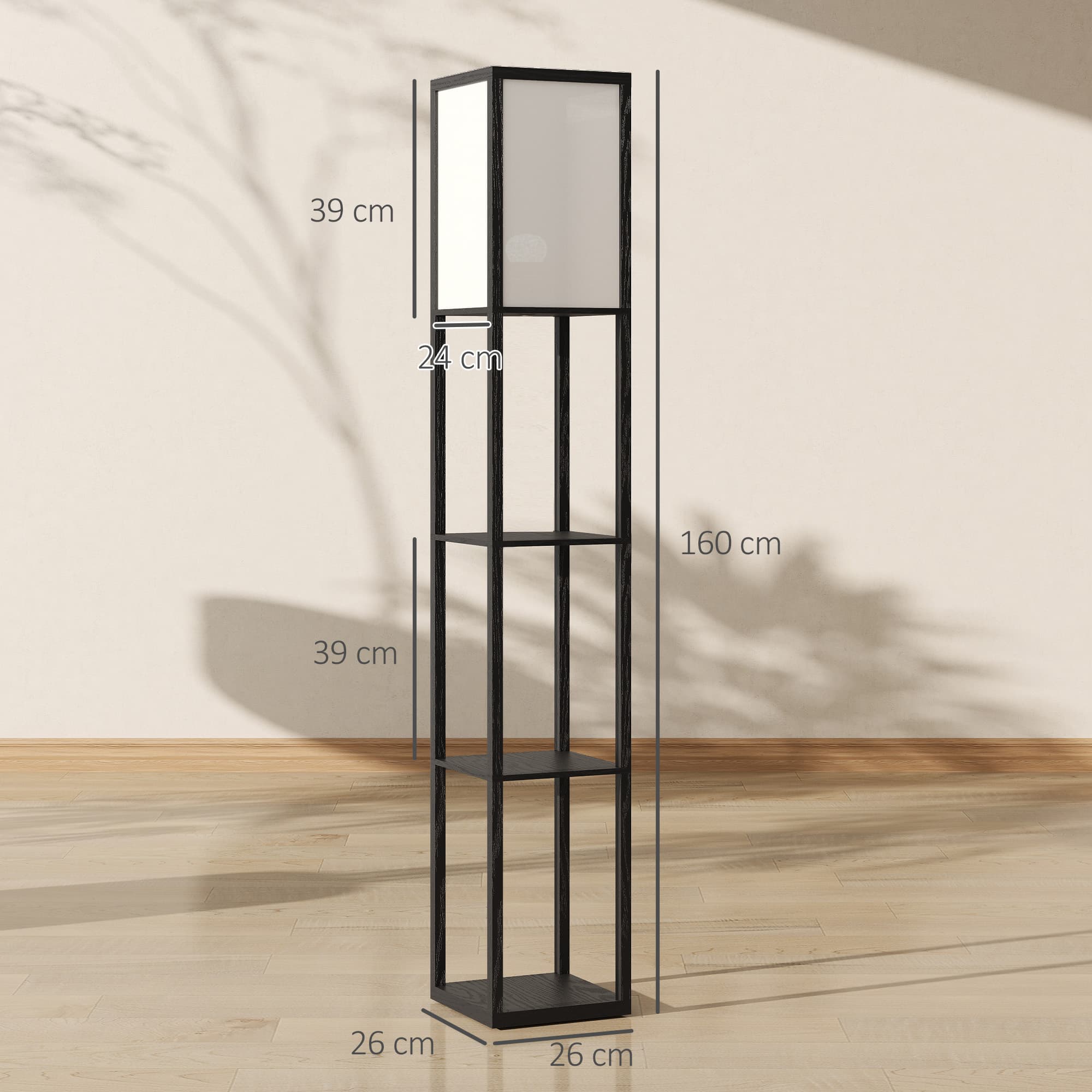 Black Floor Lamp with Three Display Shelves - image 4