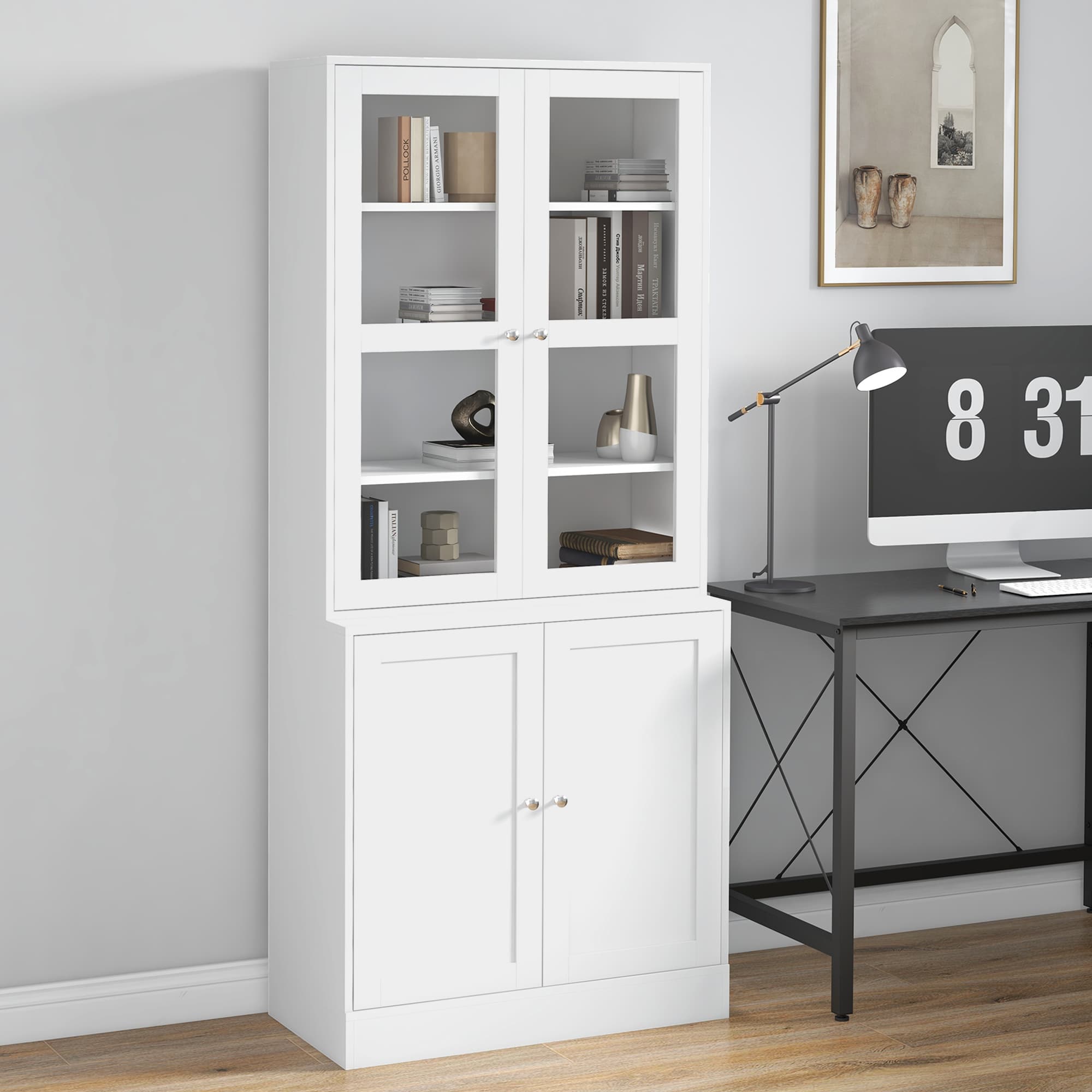 Modern White Glass Display Cabinet for Effortless Organisation - image 1
