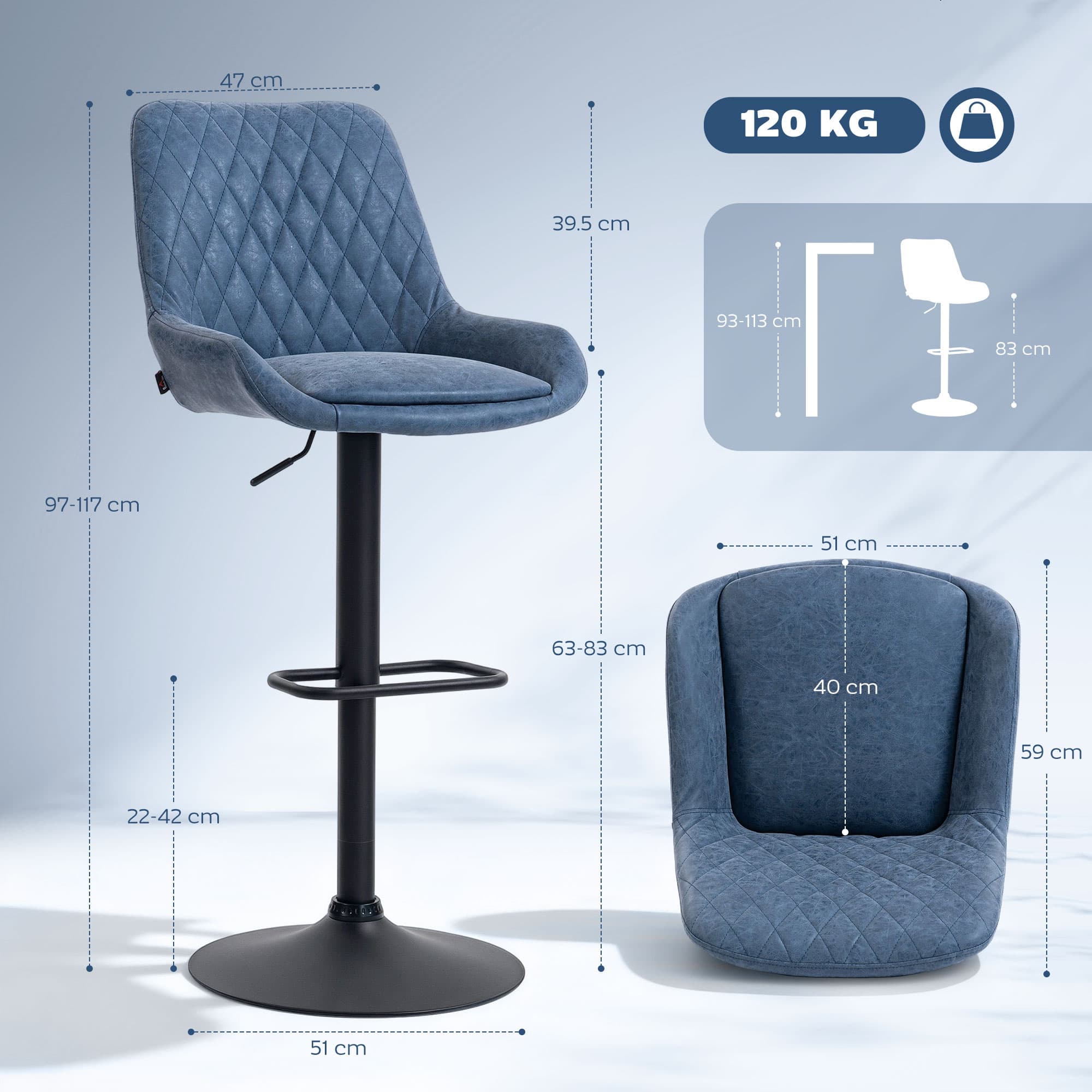Transform Your Kitchen with Dark Blue Retro Bar Stools - image 1