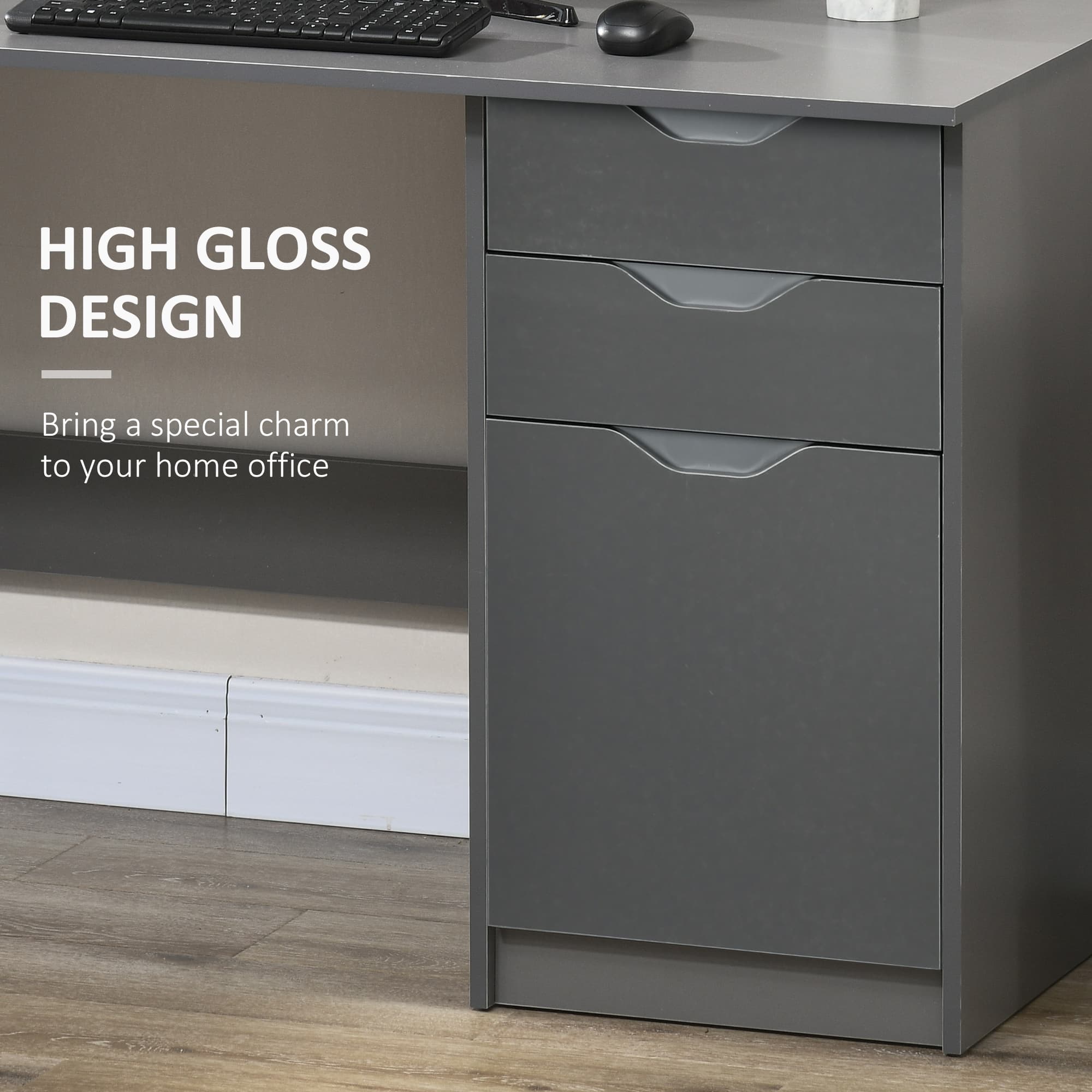 Transform Your Workspace with this High Gloss Grey Desk - image 5