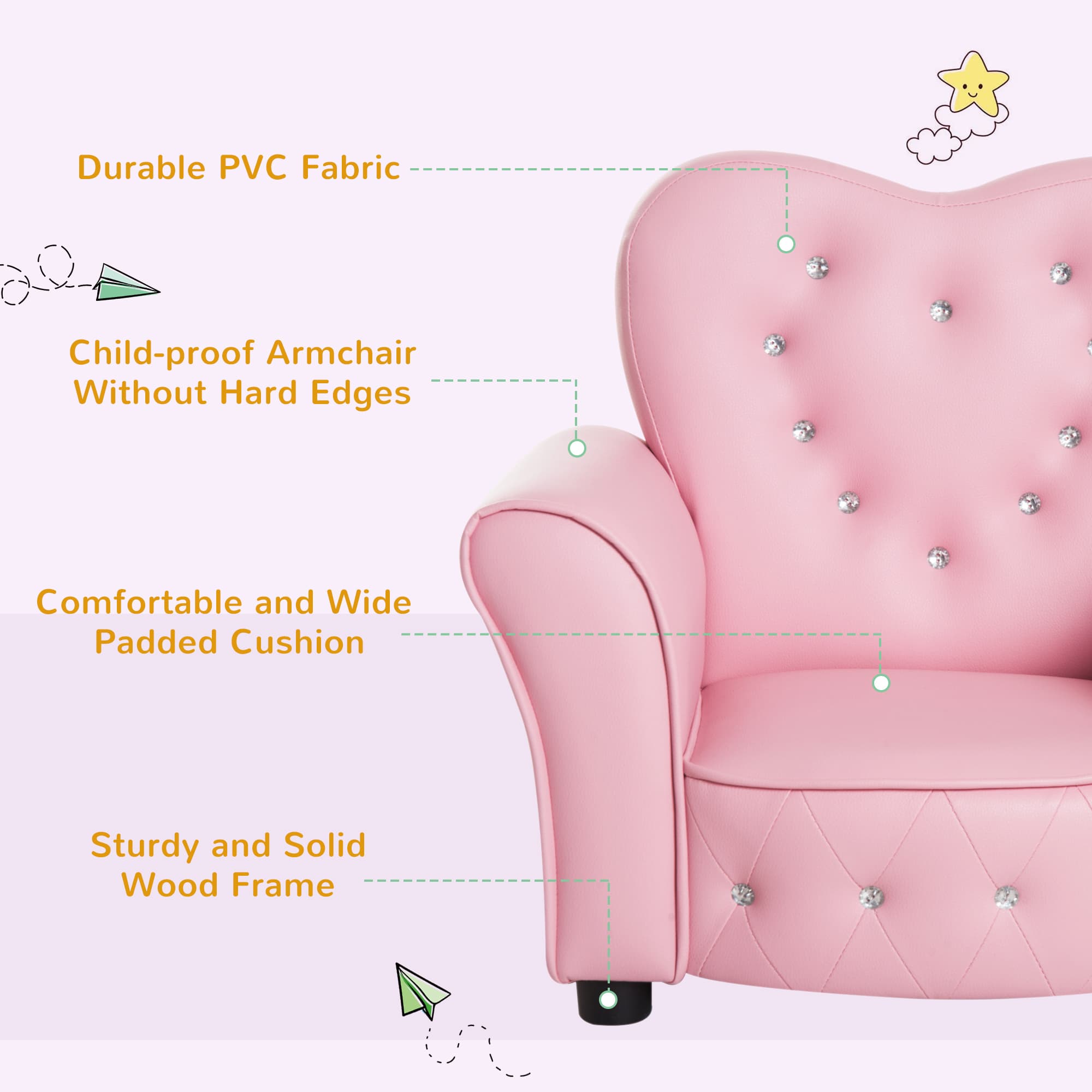 Transform Their Playroom with this Pink Princess Toddler Armchair - image 2