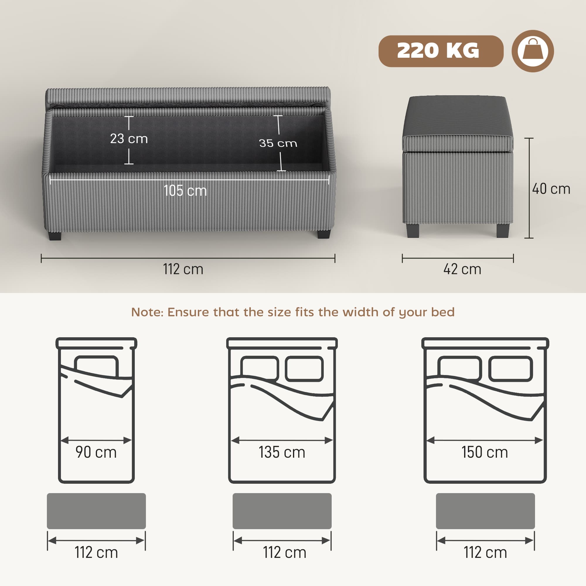 Transform Your Space with this Grey Corduroy Storage Ottoman - image 5