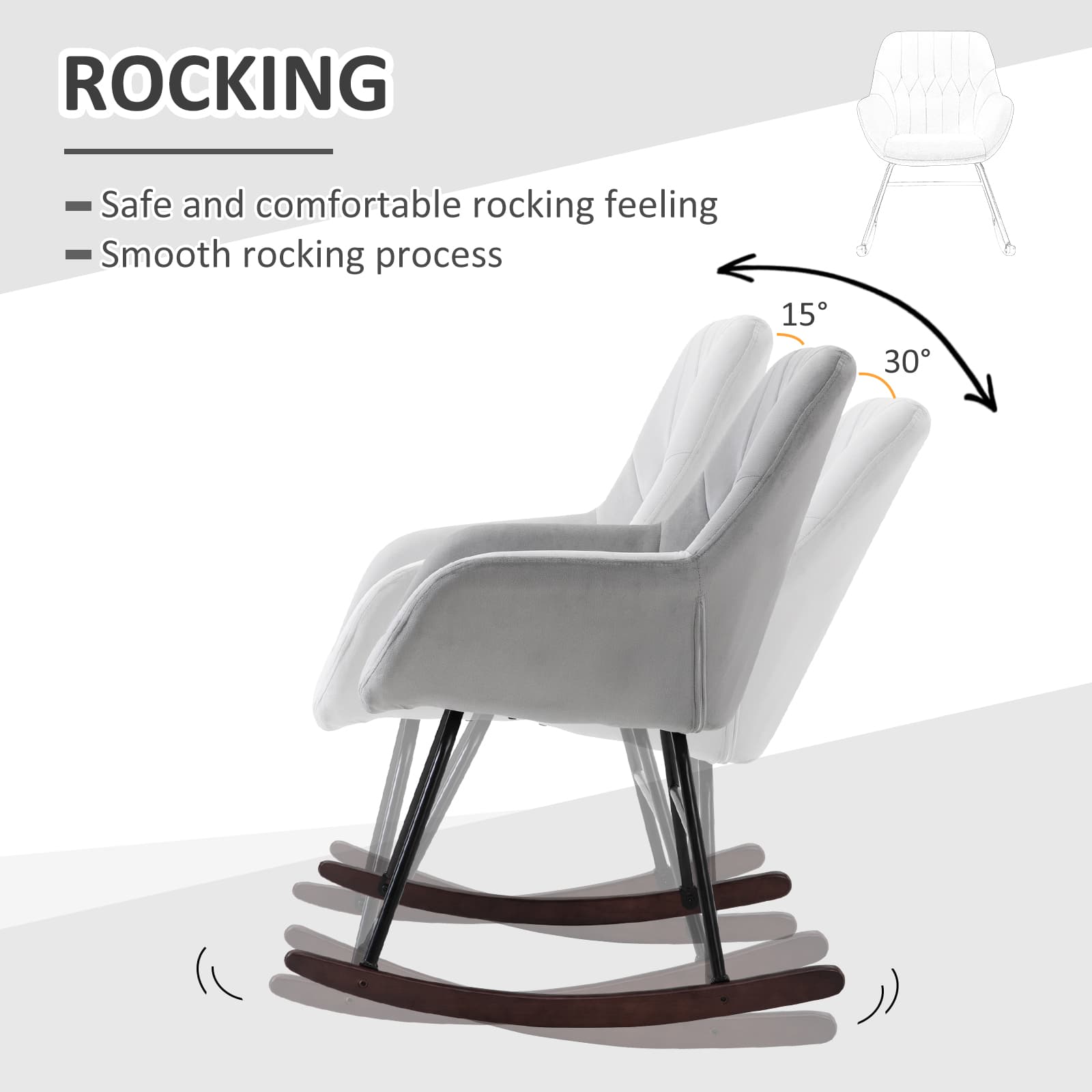 Transform Your Space with this Grey Rocking Accent Chair - image 2