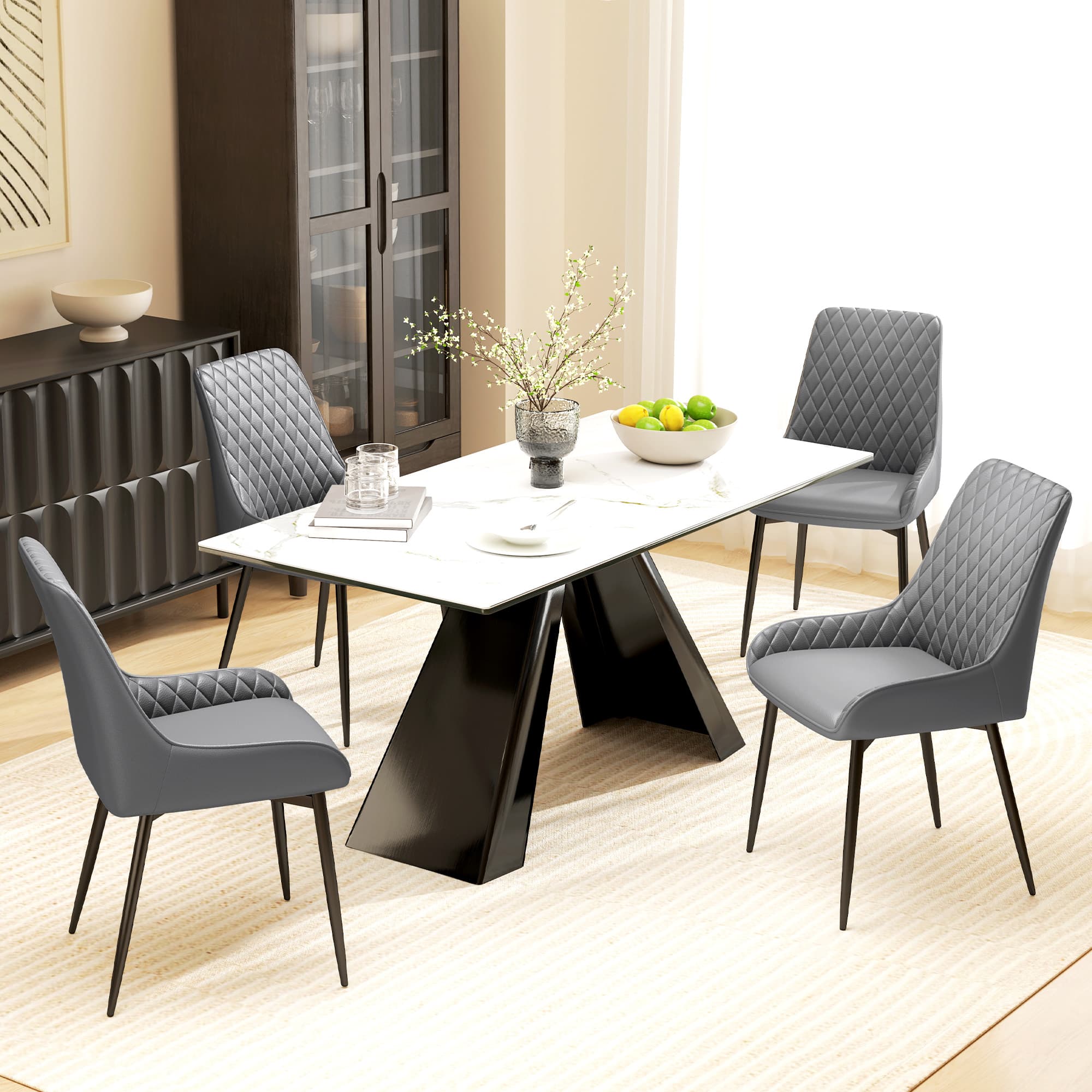 Transform Your Dining Space with Grey Quilted PU Leather Chairs - image 4
