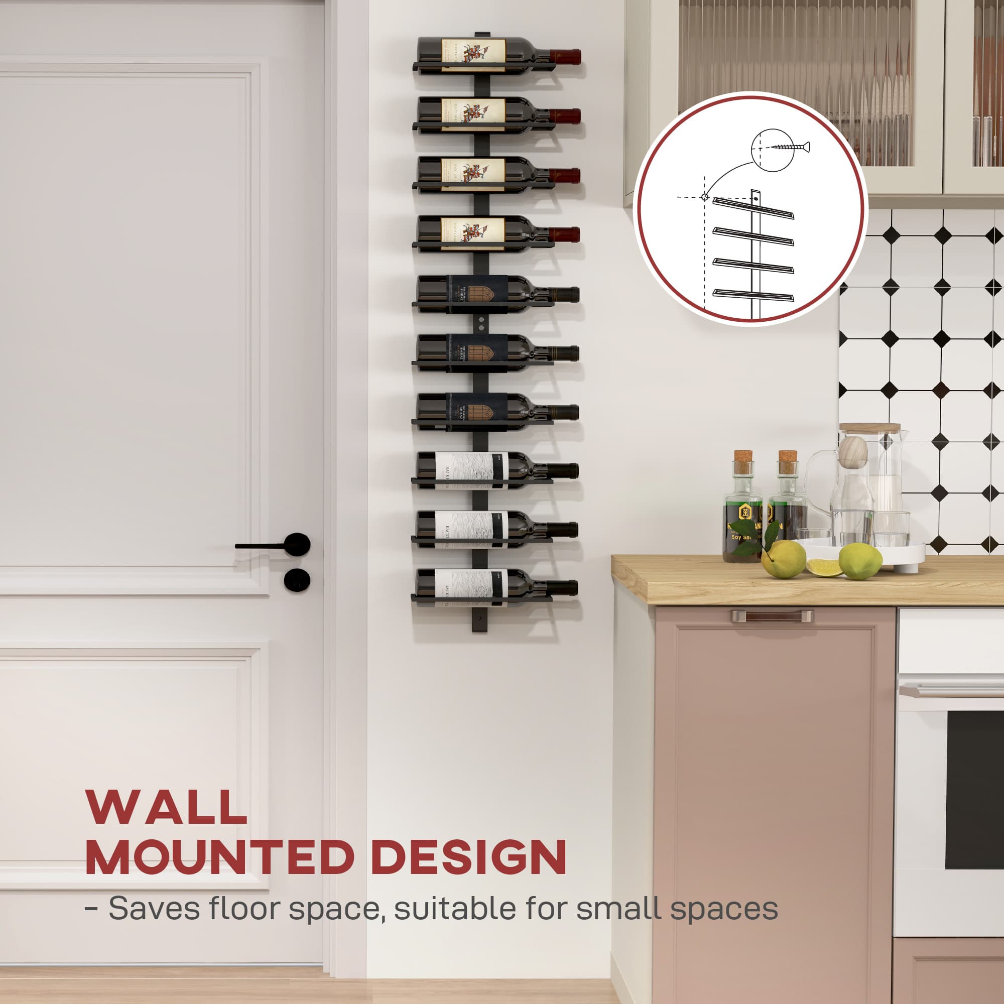 Display 10 bottles neatly with a slim wall wine rack - image 7