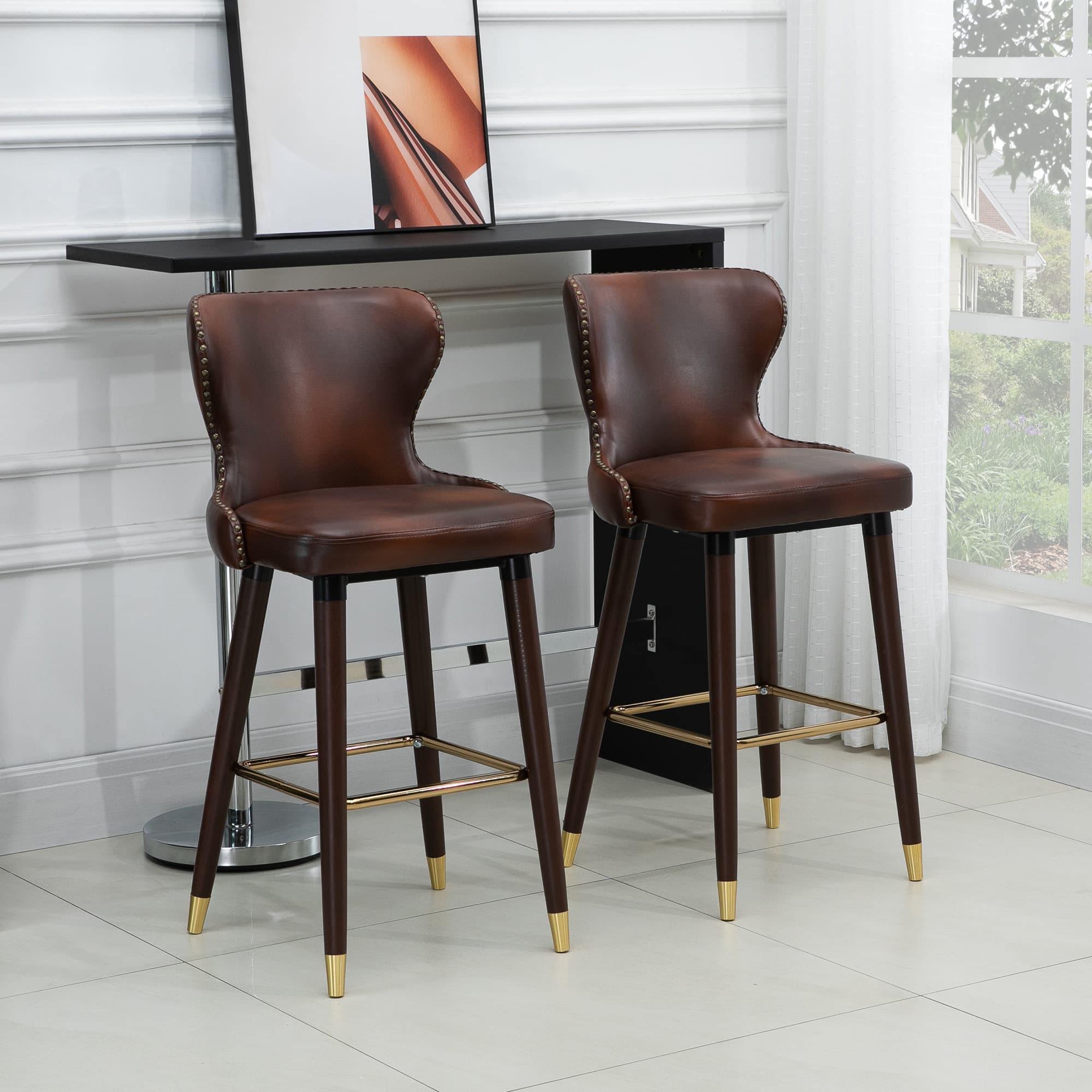 Transform Your Kitchen with Premium Brown Leather Bar Stools - image 5
