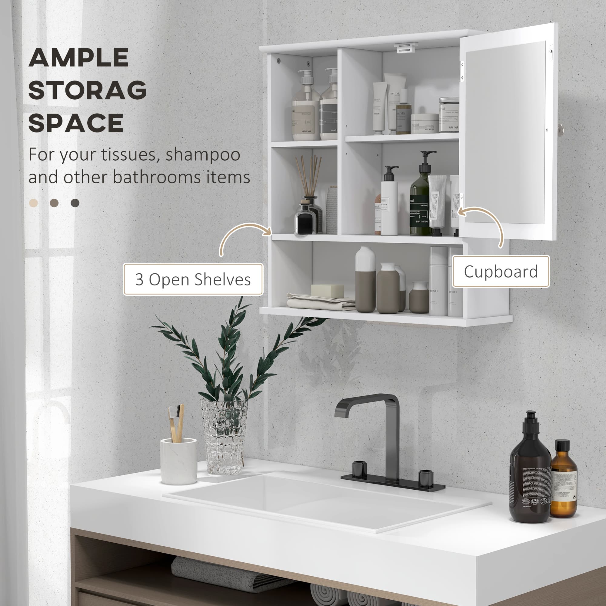 Wall-Mounted Bathroom Storage Cabinet with Mirror - image 7