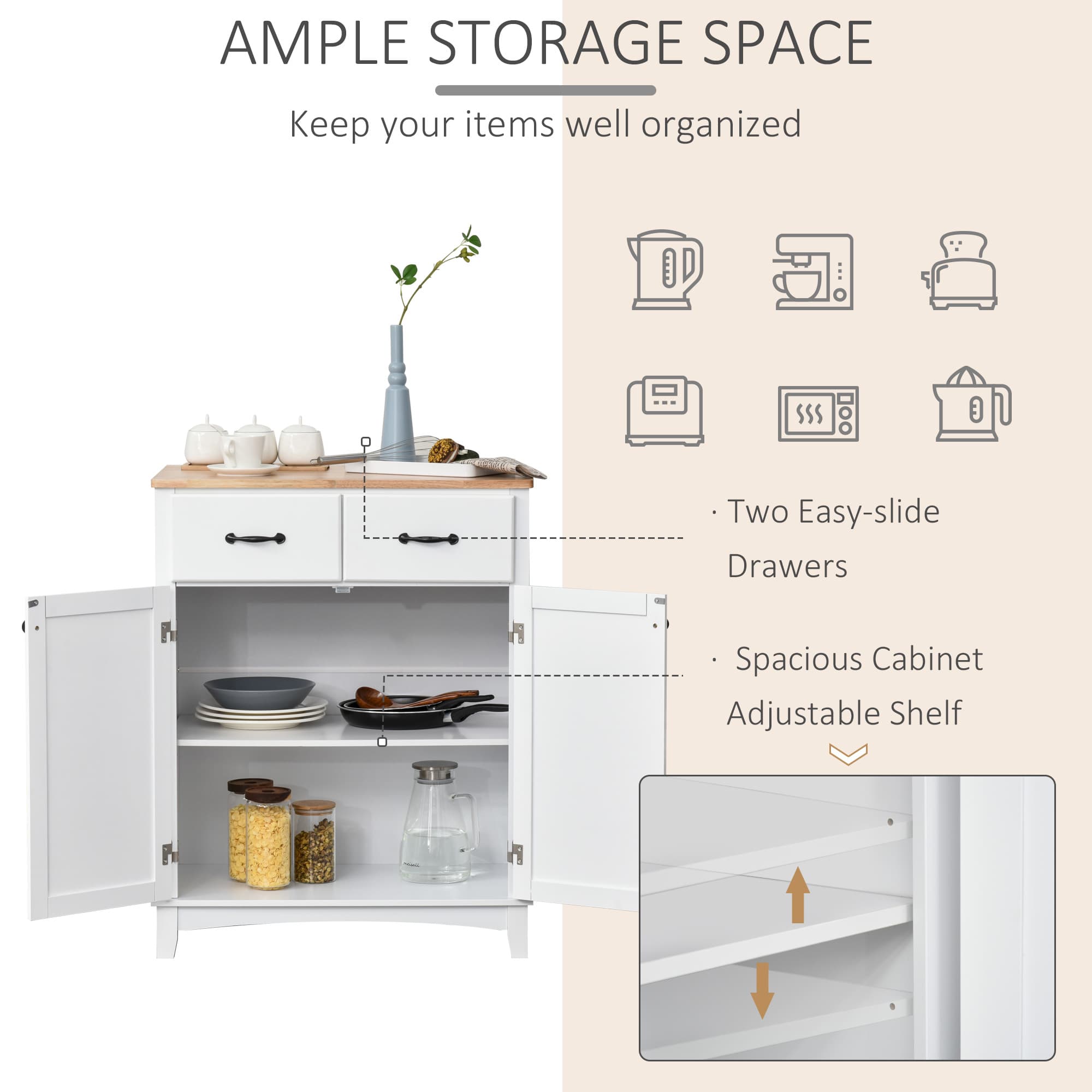 Effortless Kitchen Storage: Modern White Cupboard & Drawers - image 3