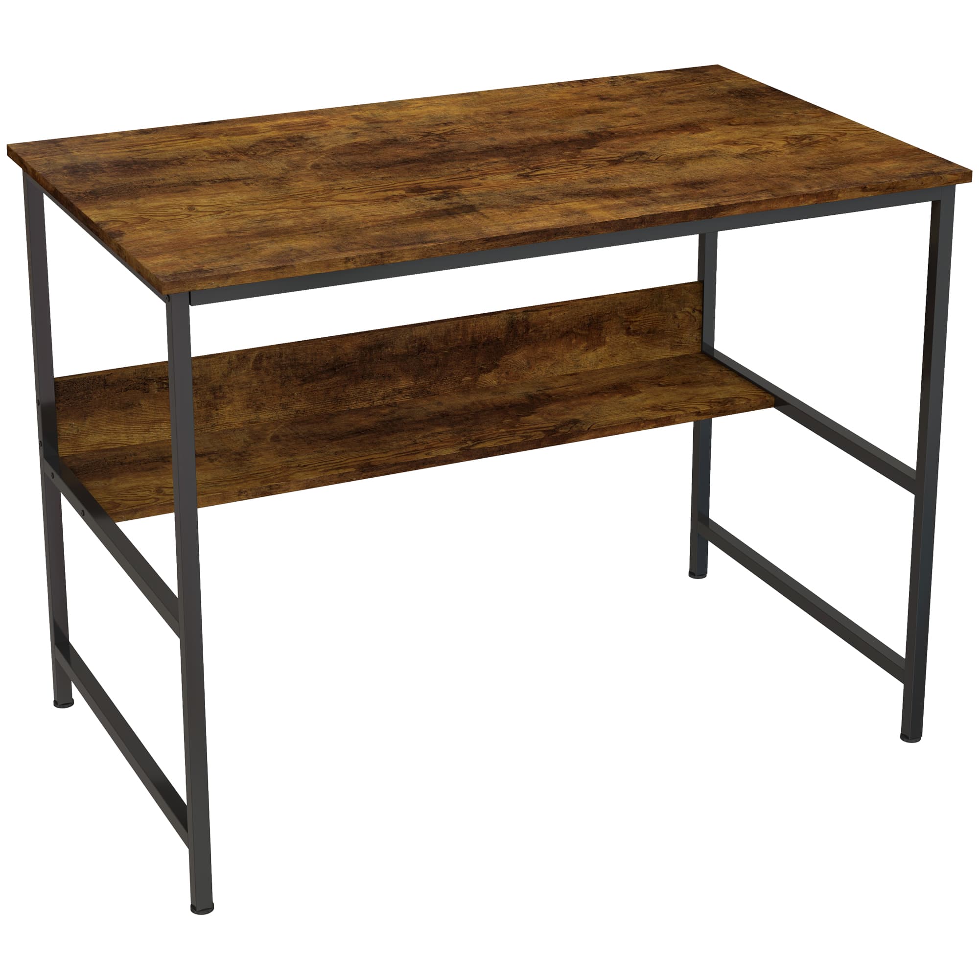Transform Your Workspace with this Rustic 2-Tier Desk - Rustic Brown