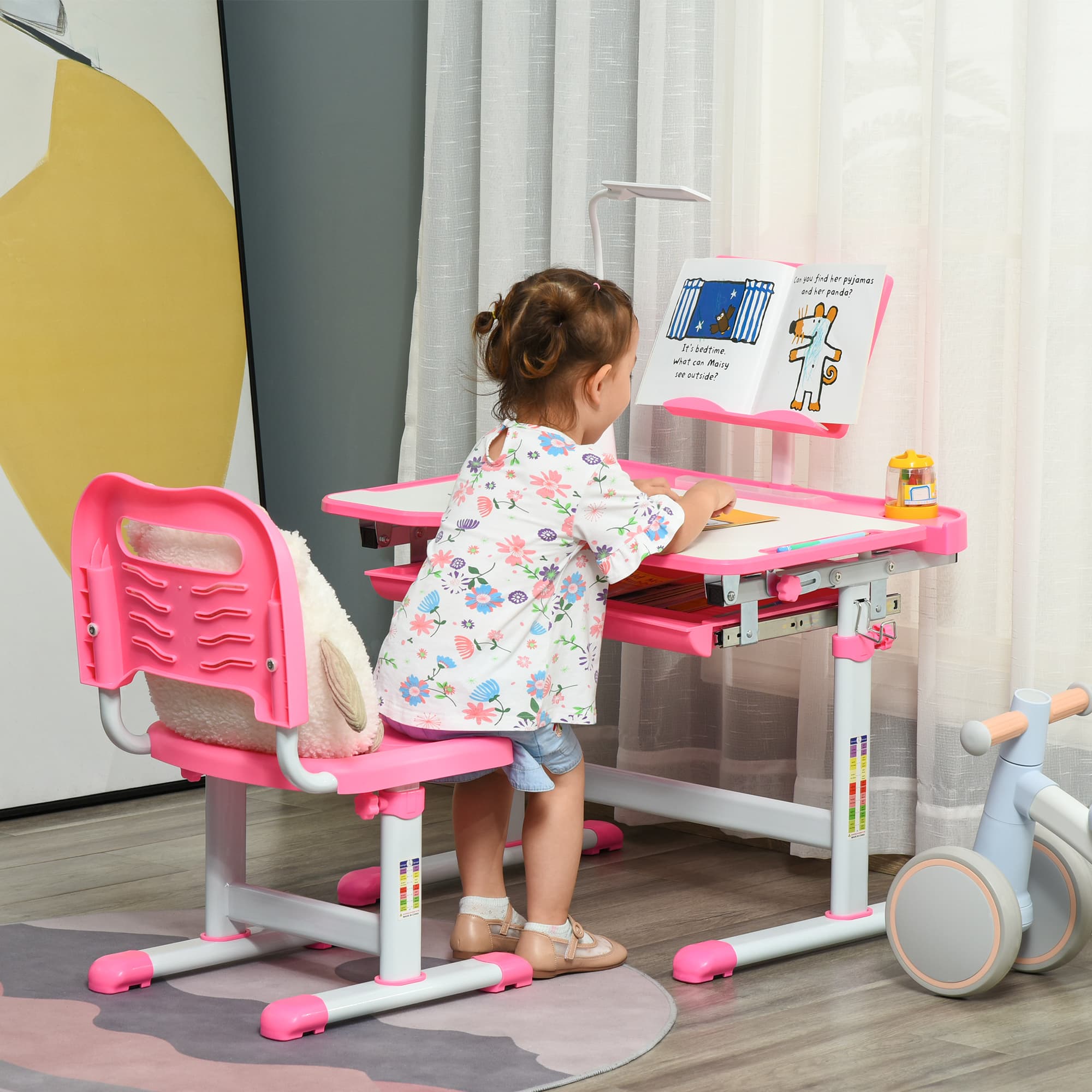 Transform Their Study Time with this Adjustable Pink Desk Set - image 1