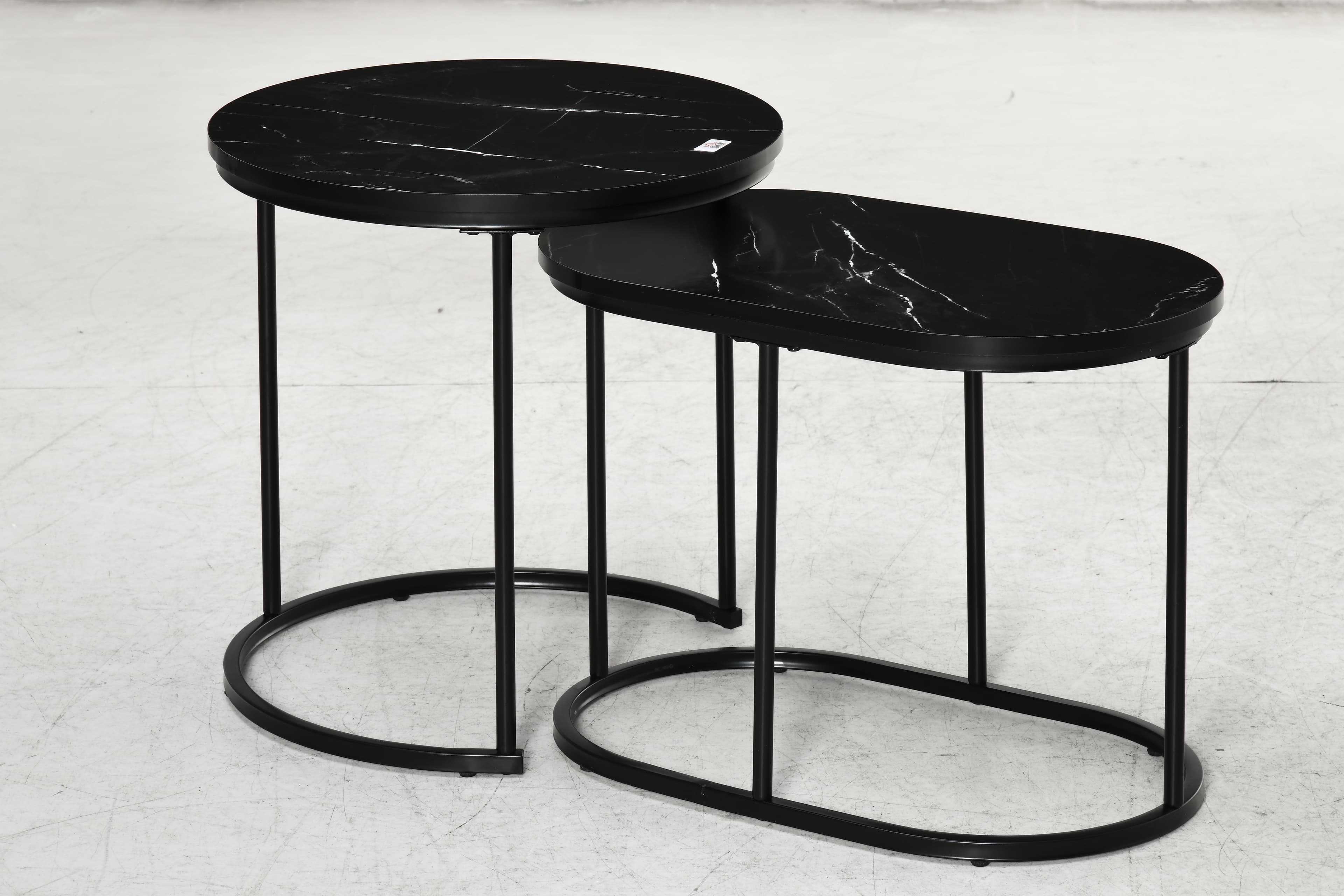 Transform Your Lounge with Marble-Effect Nesting Tables - Black