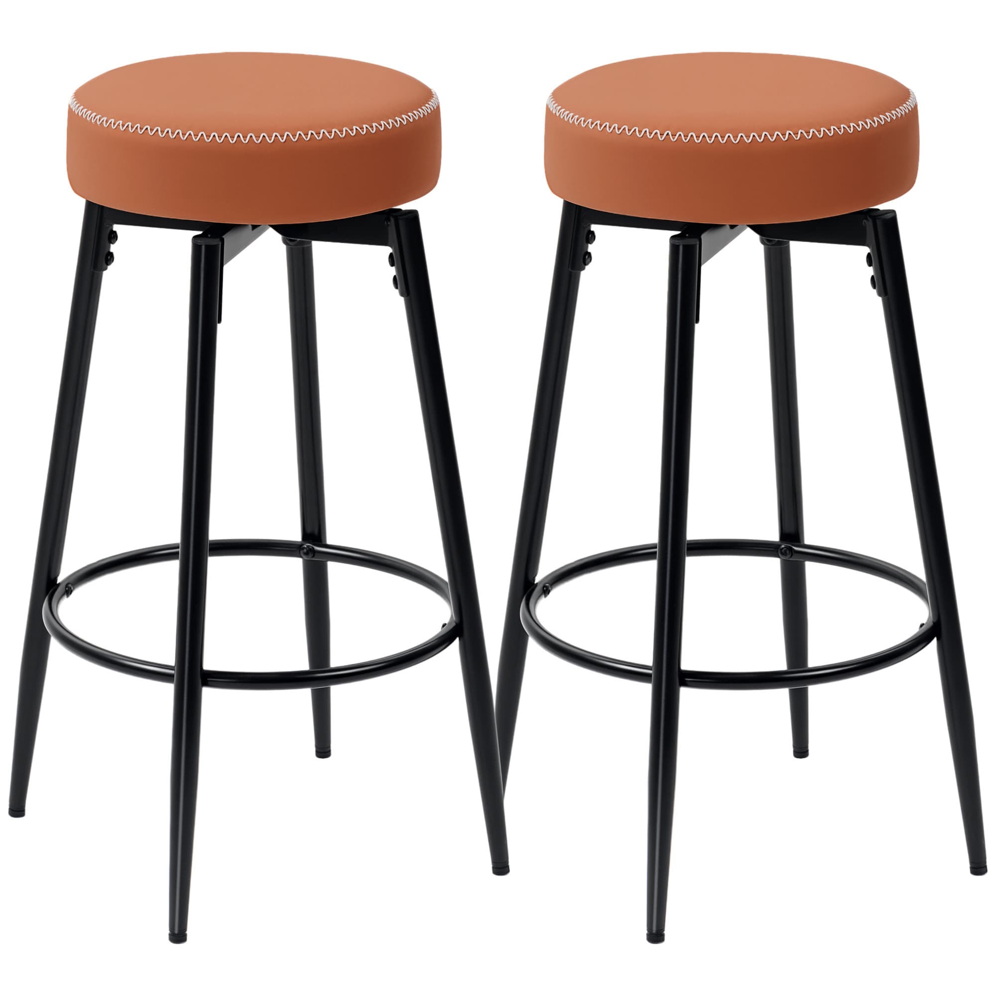 Transform Your Kitchen with these Brown Faux Leather Bar Stools - Brown