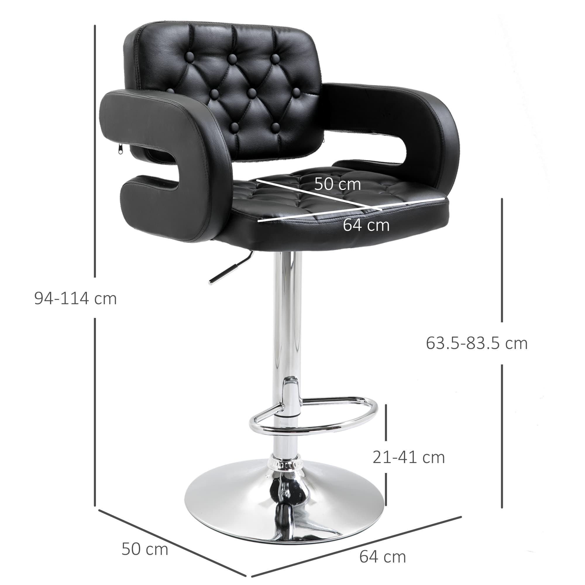 Premium Black Adjustable Swivel Bar Stool with Armrests - image 5
