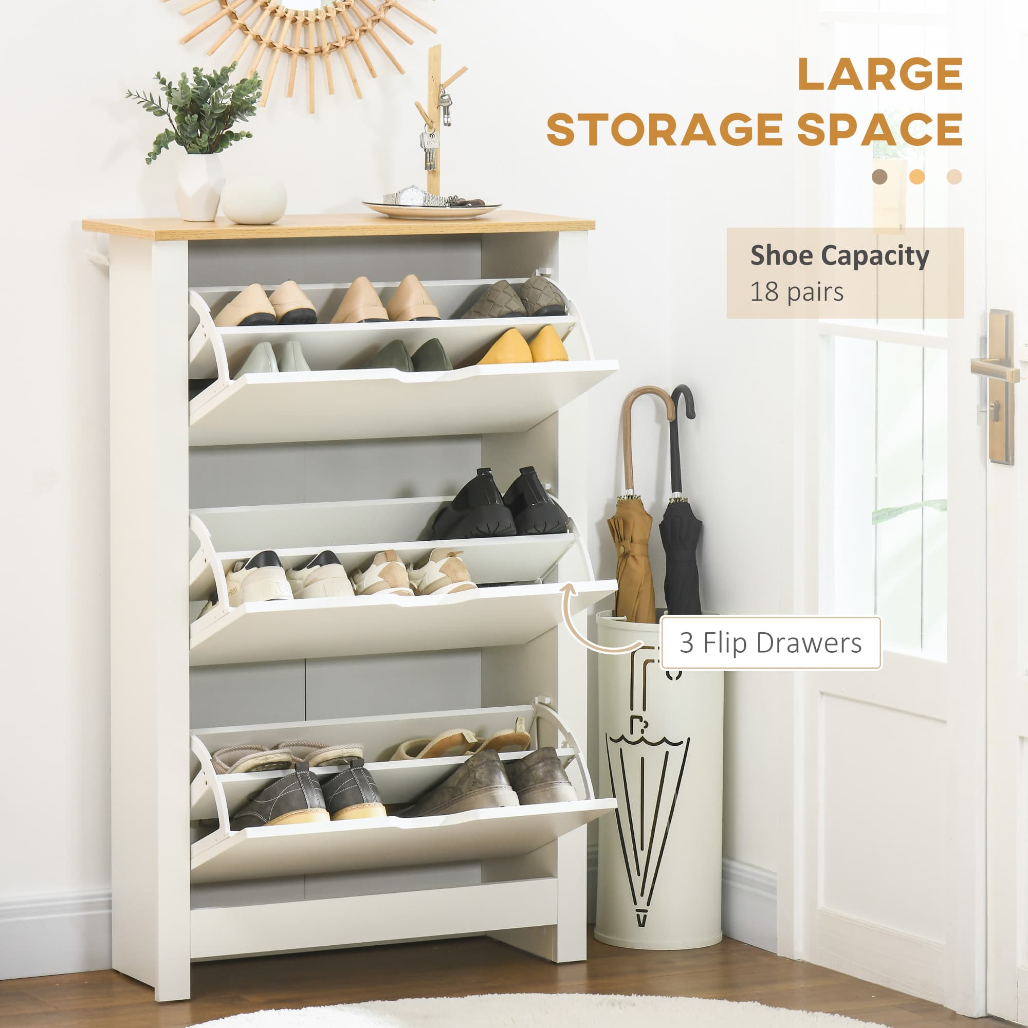Effortless Hallway Storage: Slim White 3-Drawer Shoe Cabinet - image 1