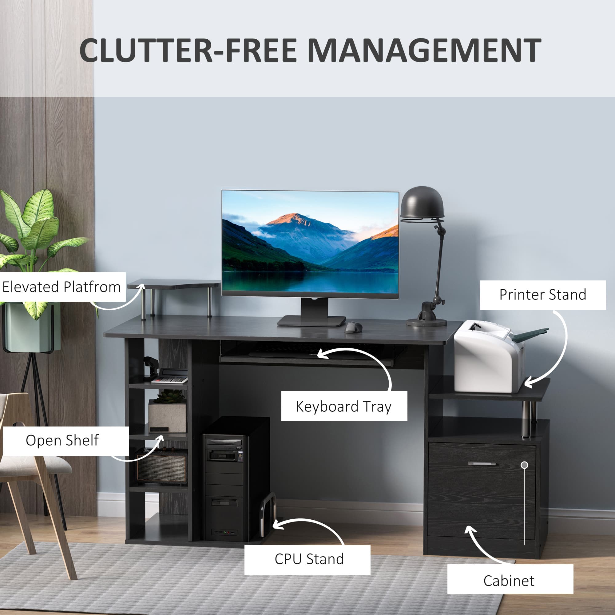 Effortless Organisation with this Black Home Office Desk - image 3