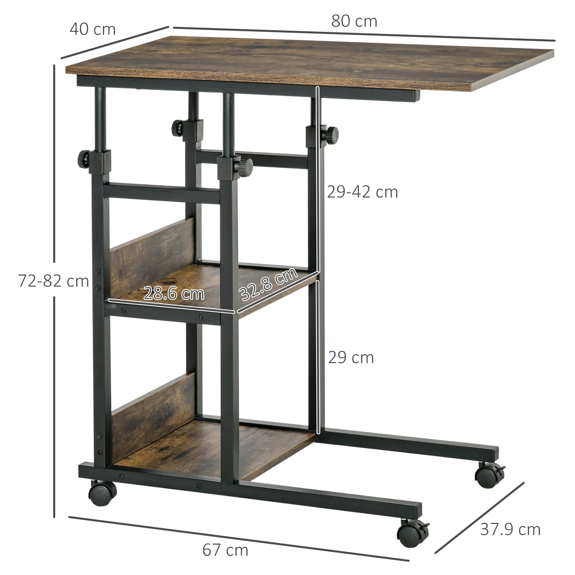 Effortless Storage: Industrial Mobile C-Shaped Side Table - image 5