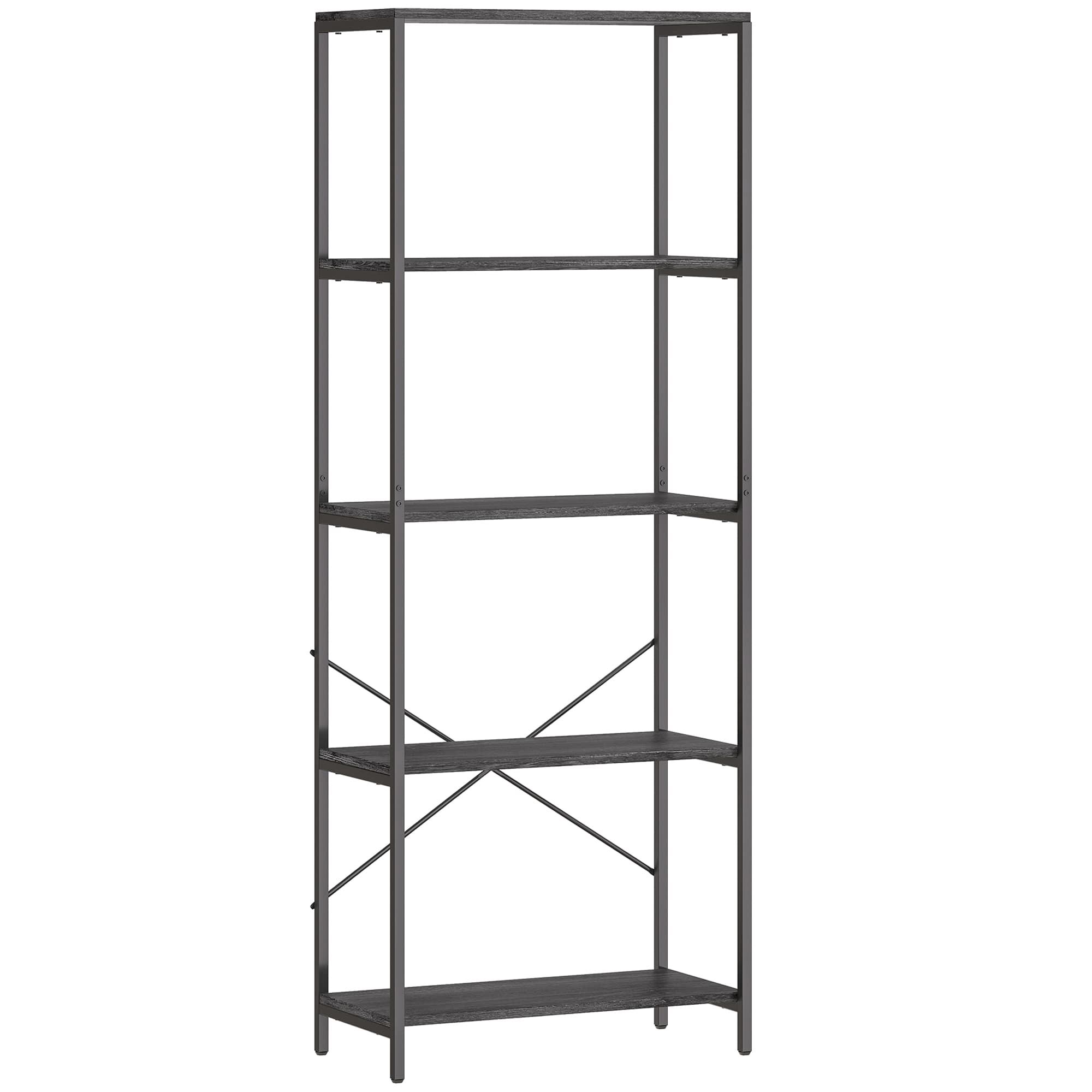 5-Tier Metal Frame Bookshelf in Dark Grey and Black - image 9