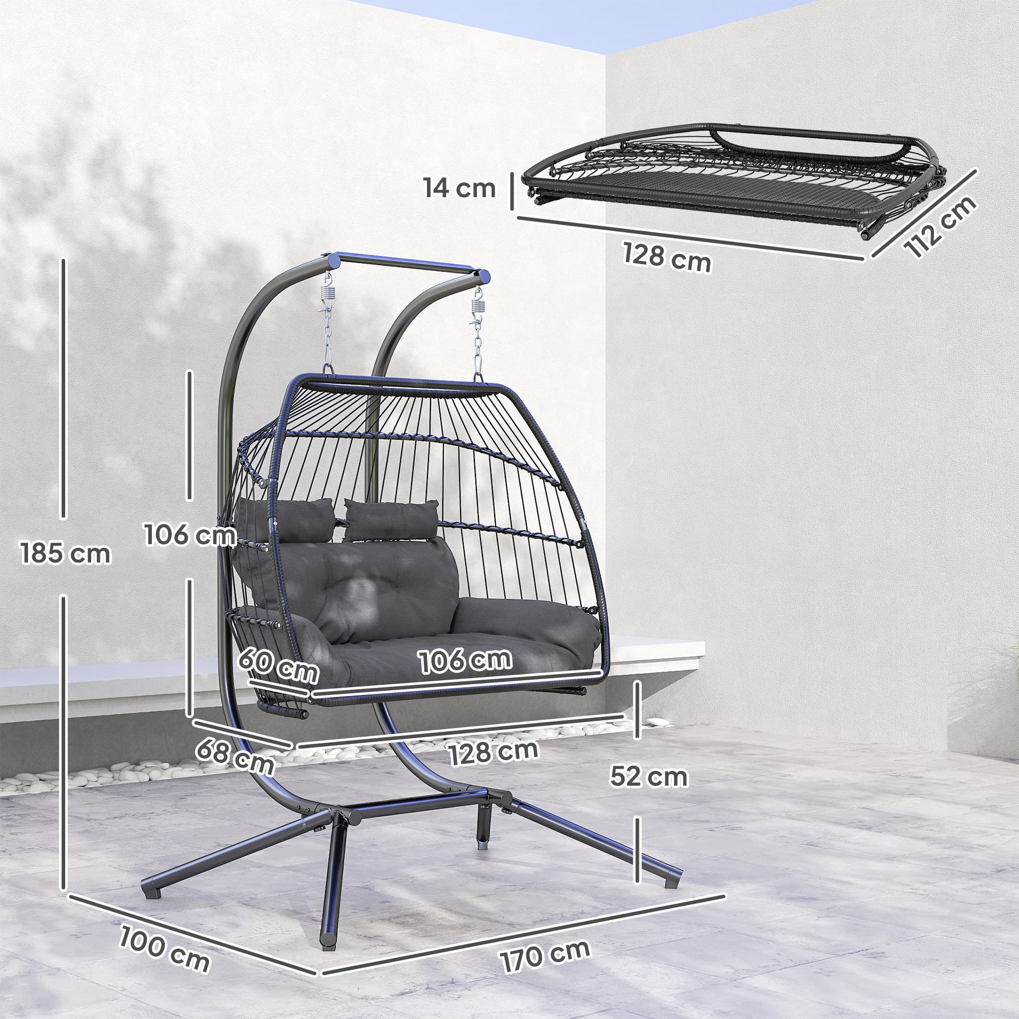 Effortless Relaxation: Dark Grey Double Hanging Egg Chair - image 2