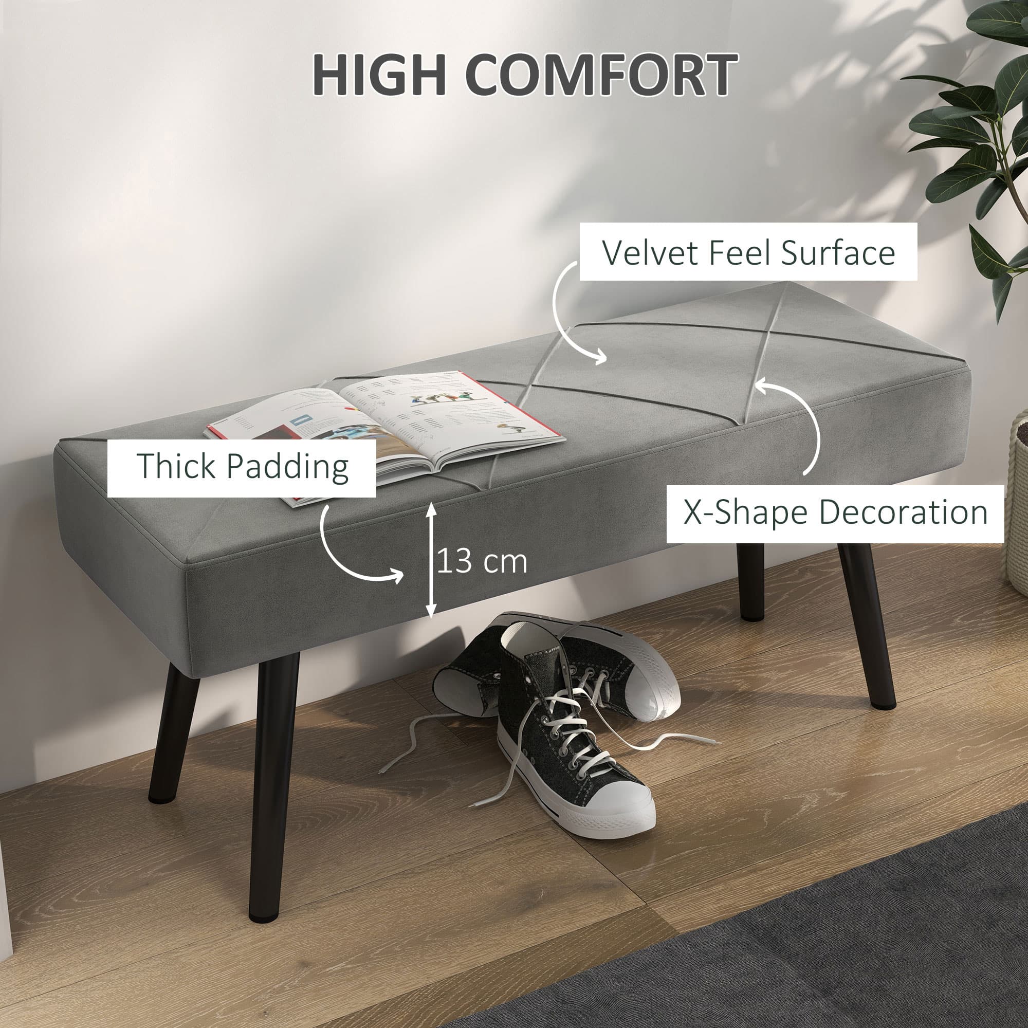 Transform Your Bedroom with this Grey Velvet End of Bed Bench - image 5