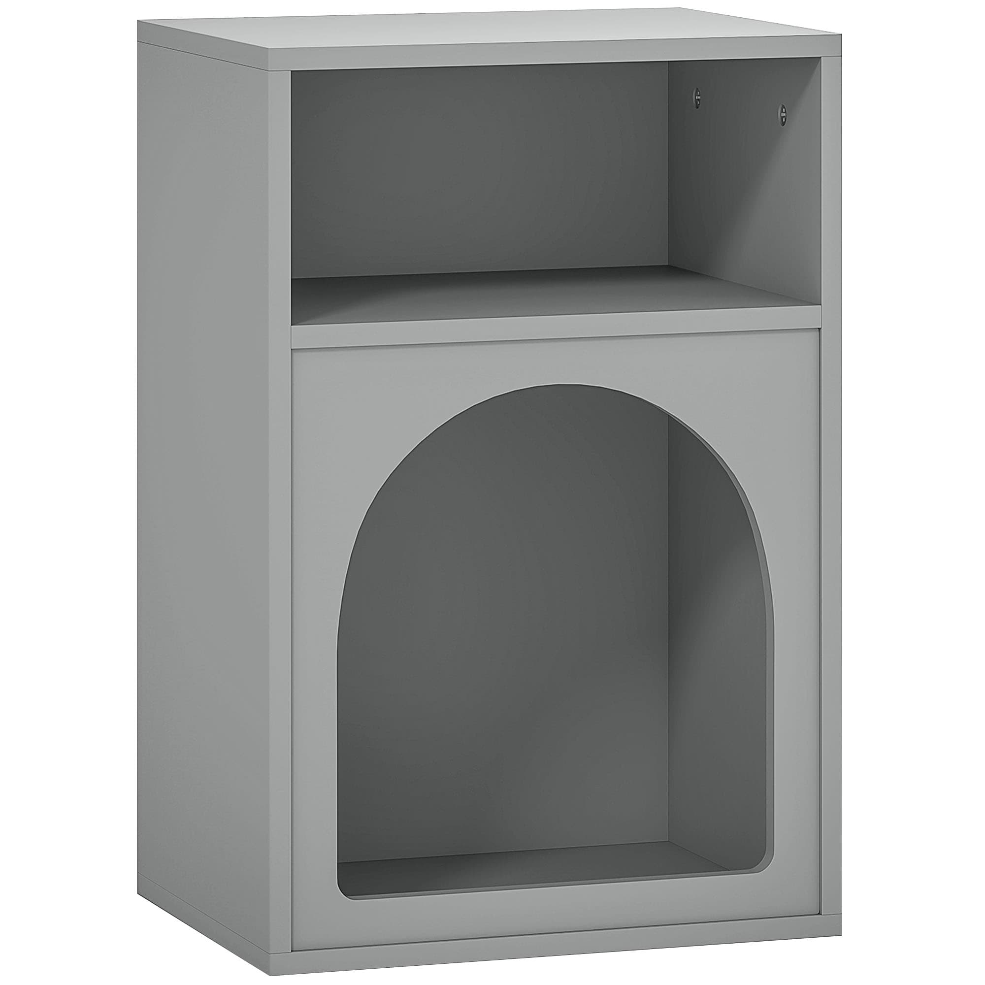 Grey Bedside Table with Arched Open Storage - image 8