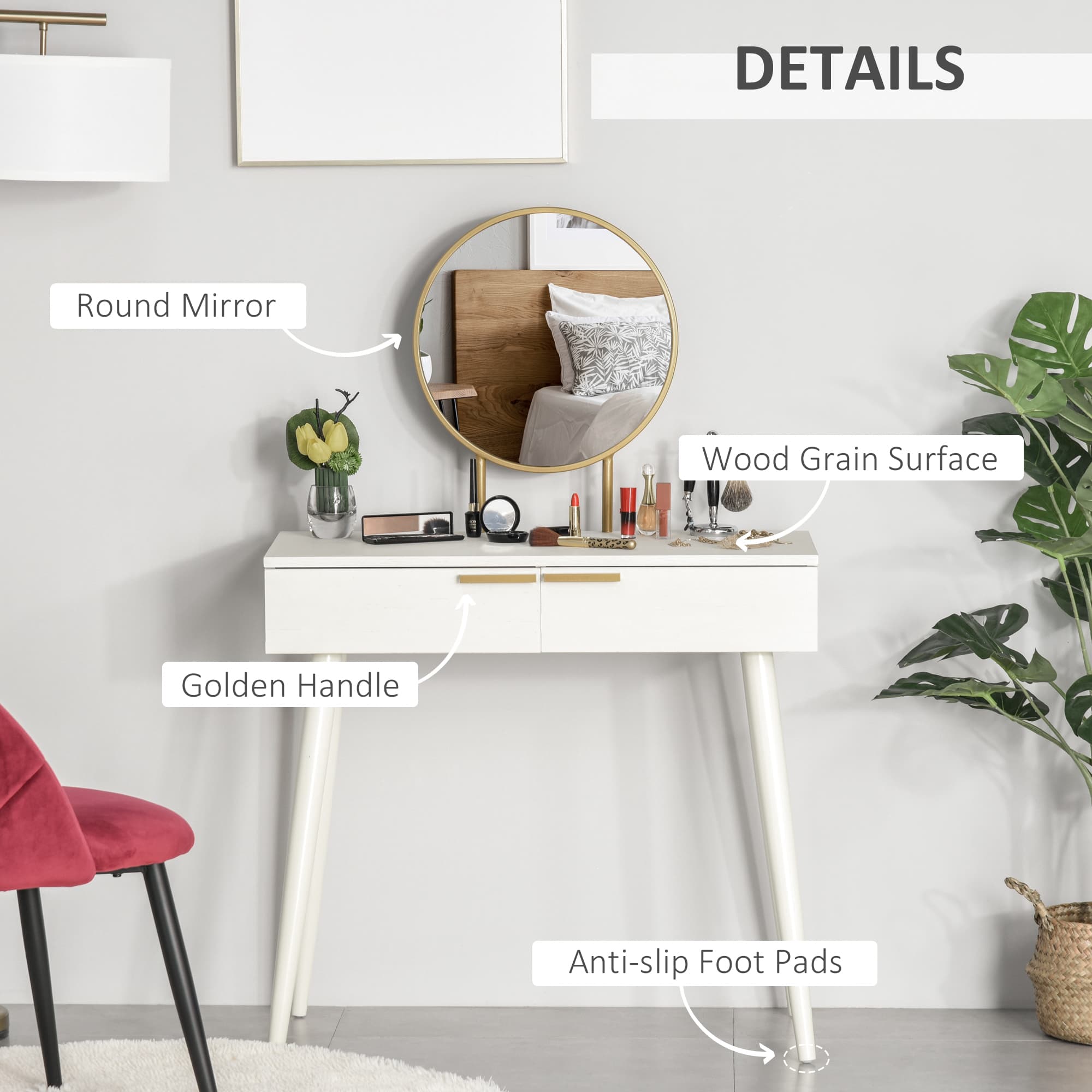 Discover Effortless Elegance: White Dressing Table with Mirror - image 3