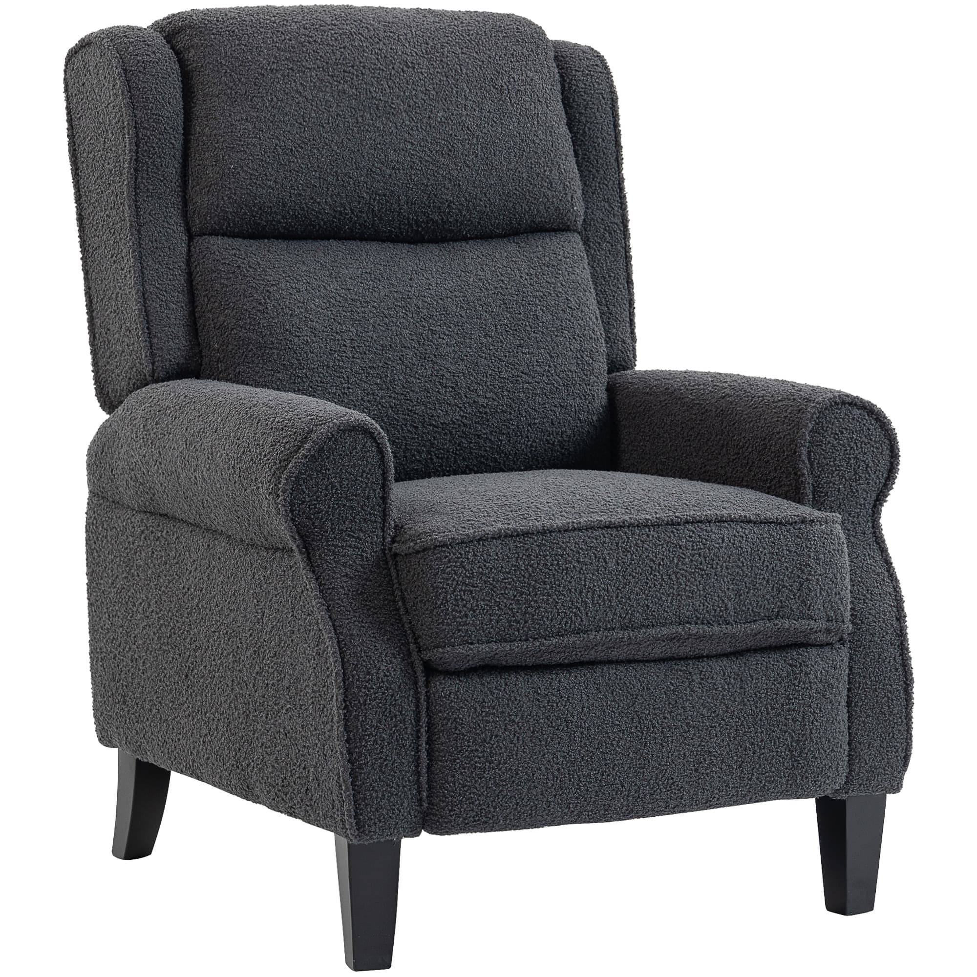 Effortless Comfort: Dark Grey Teddy Fleece Recliner Armchair