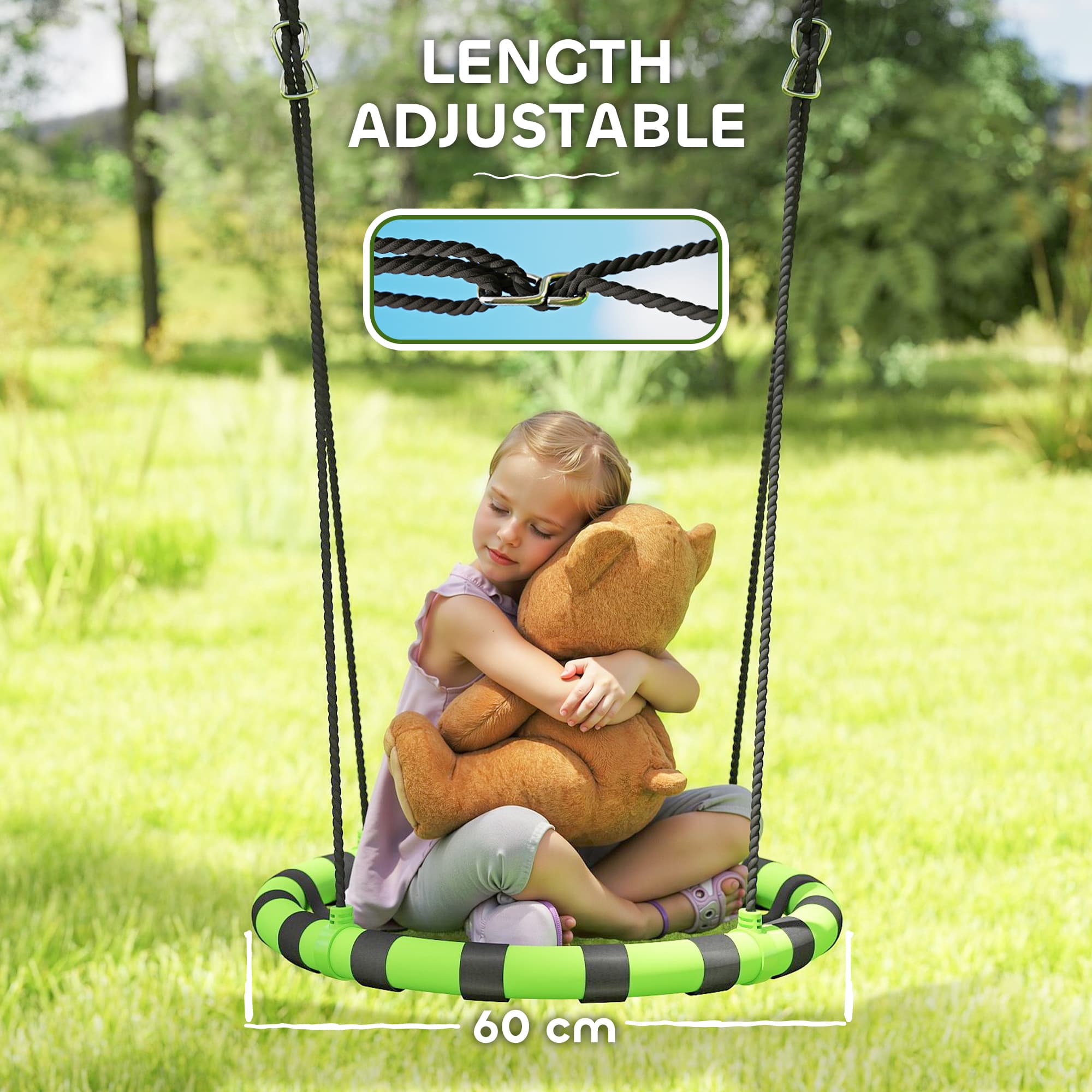 60cm Saucer Nest Swing for Kids — Height-Adjustable Ropes - image 10