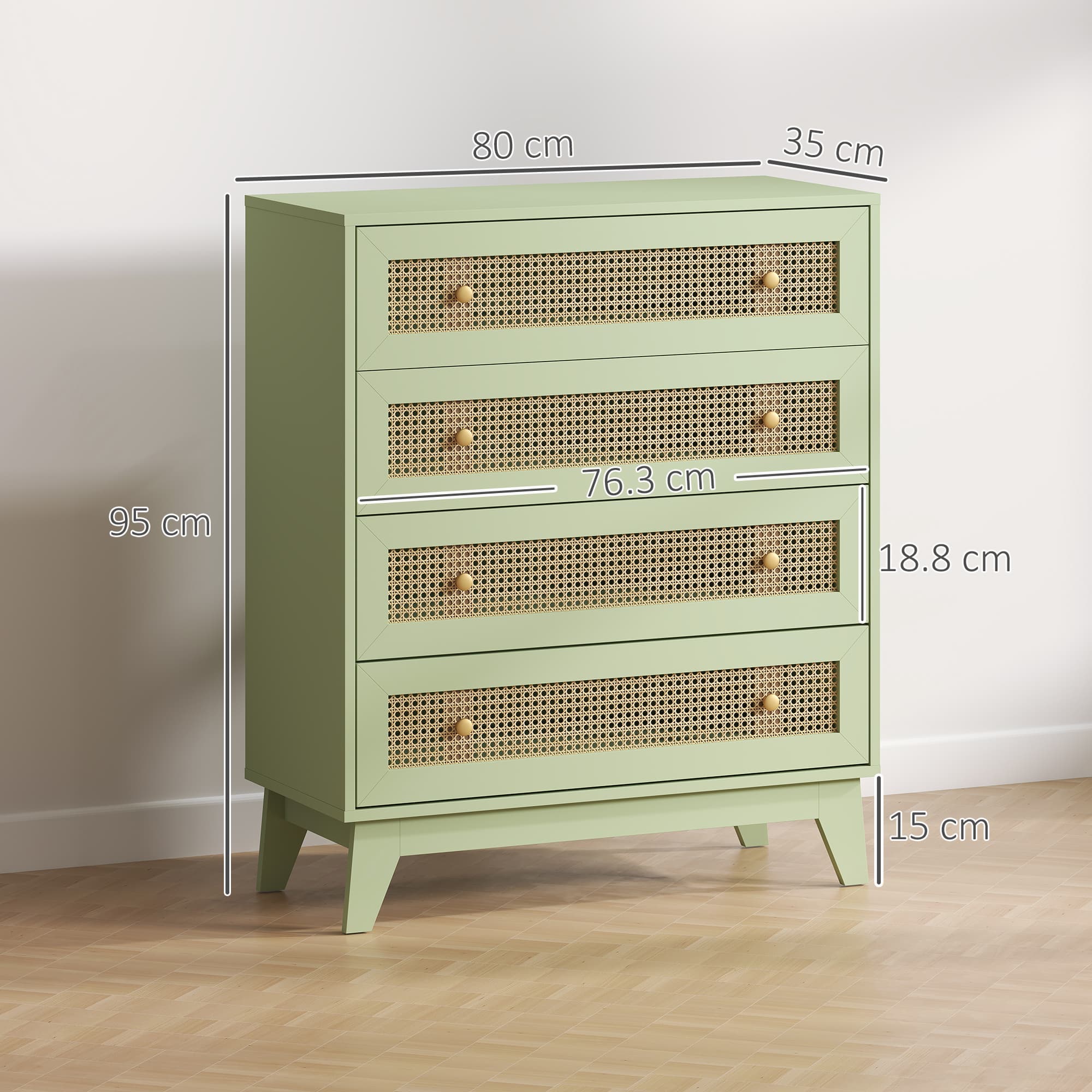 Effortless Storage: Light Green 4-Drawer Rattan Chest - image 1