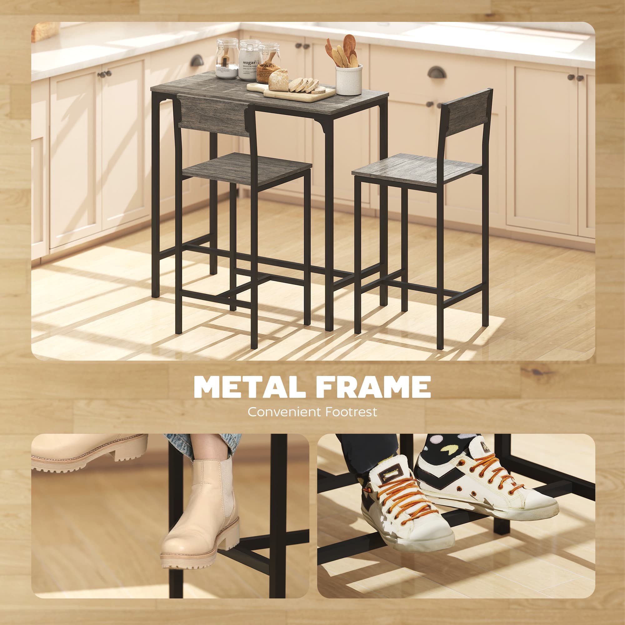 Transform Your Dining Area with this Industrial Breakfast Bar Set - image 3