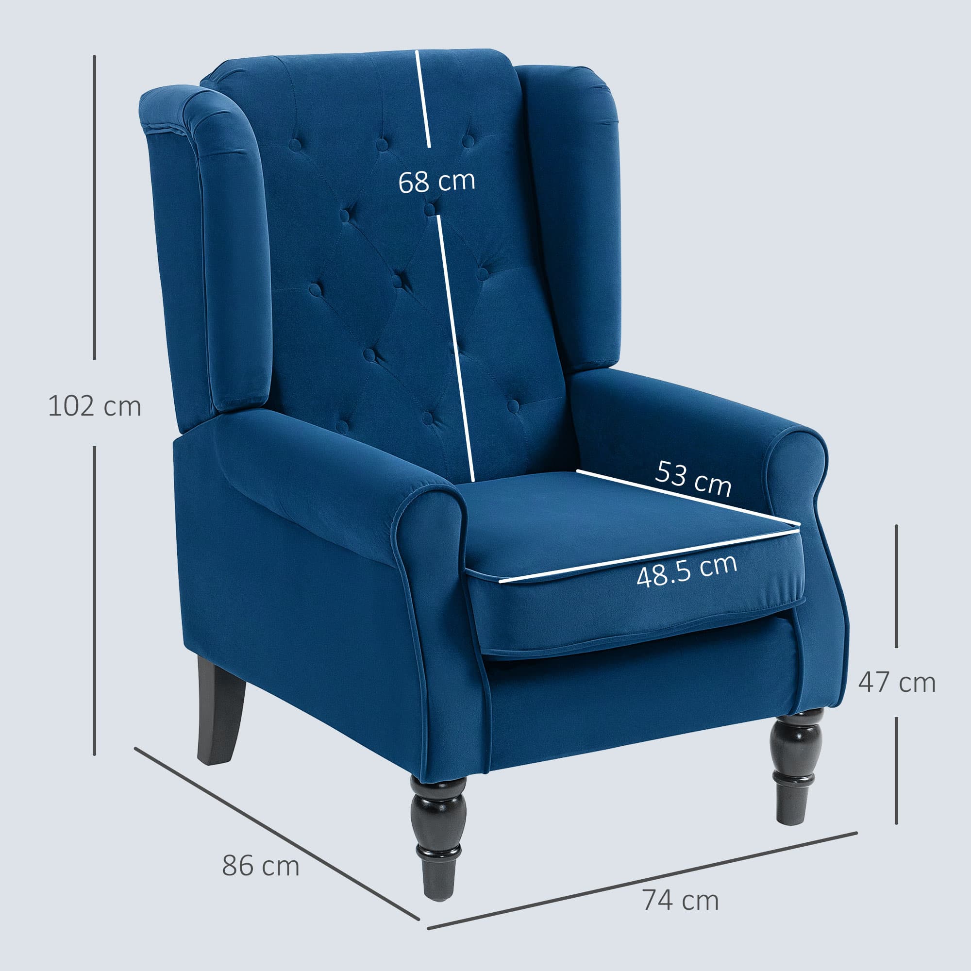 Discover Timeless Comfort with this Blue Wingback Chair - image 2
