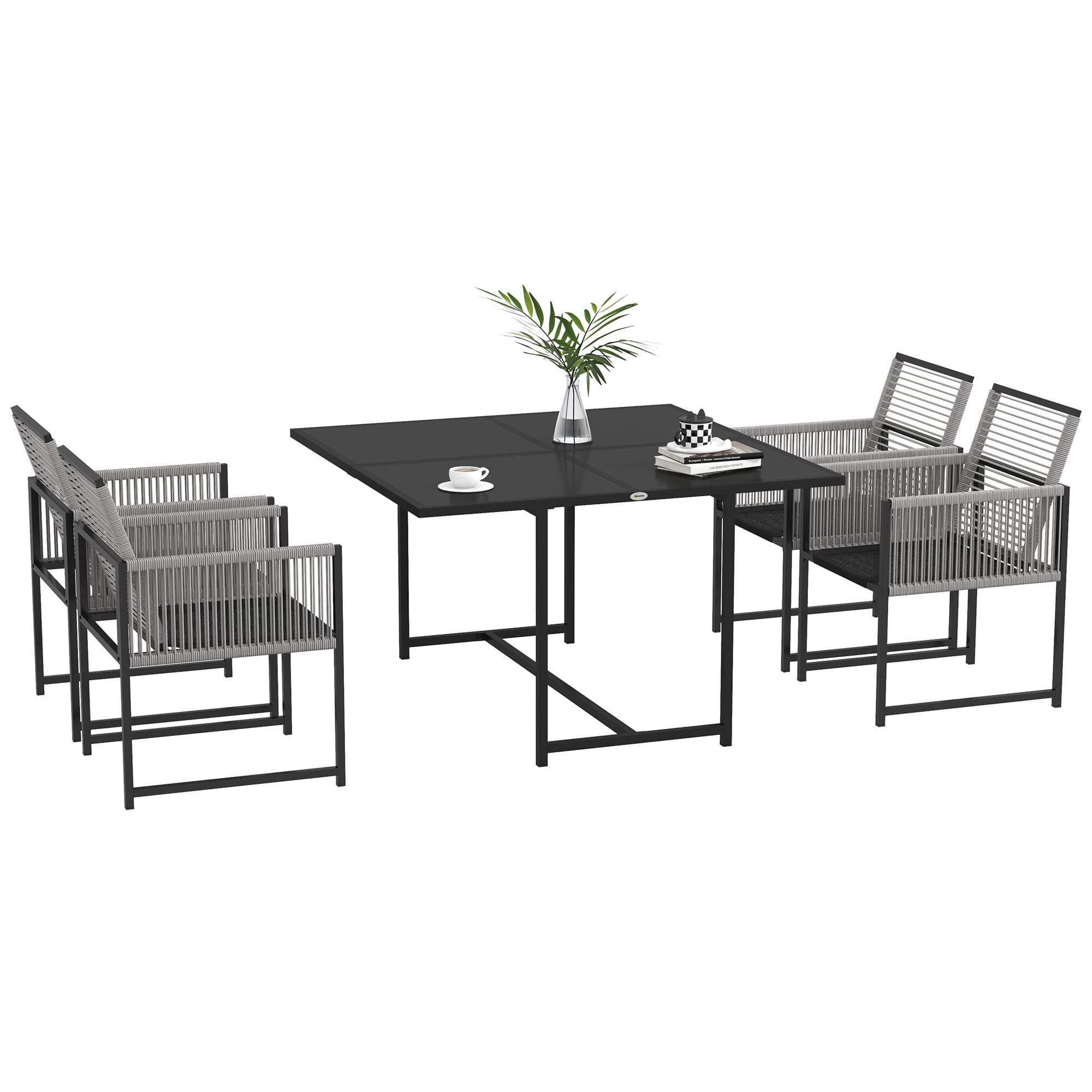 Transform Your Space with this 5-Piece Metal Dining Set - Light Grey