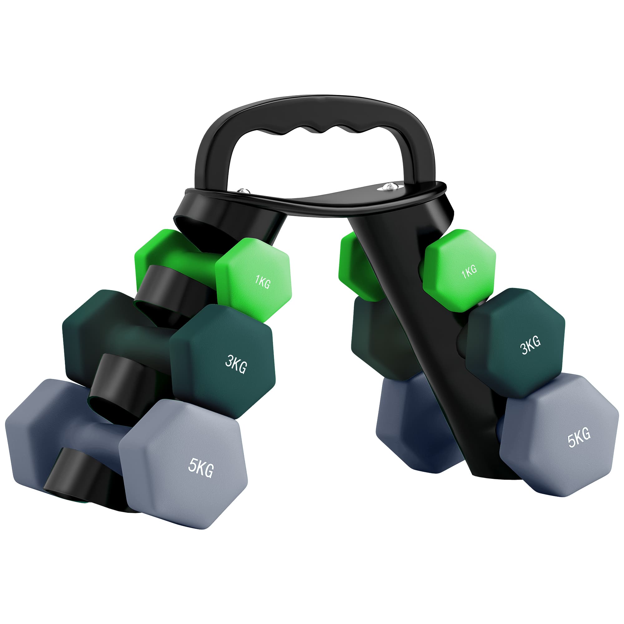 Six-Piece Hex Dumbbell Set with Multi-Function Carrier - image 6