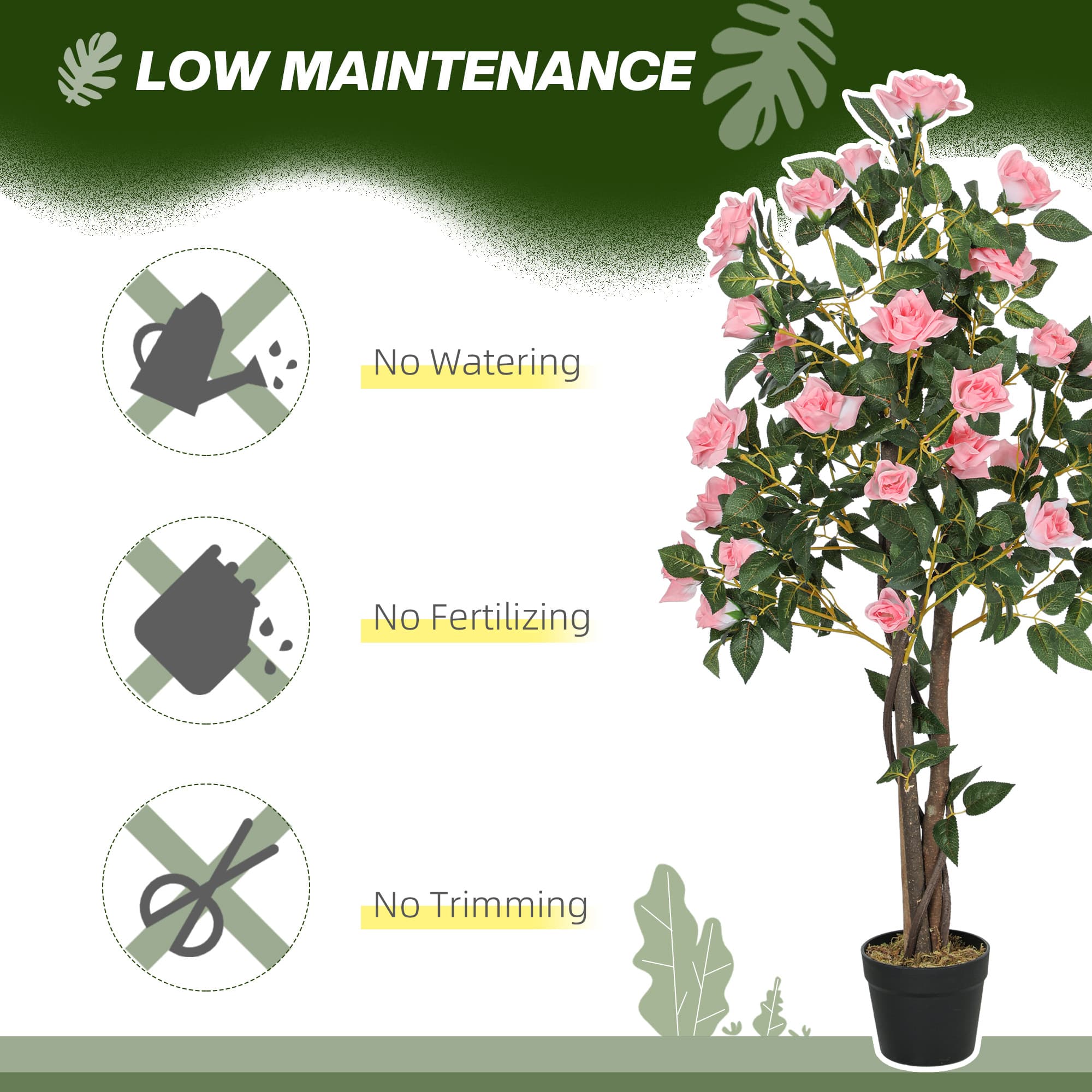 Effortless Elegance: Set of Two 110cm Faux Rose Plants - image 1