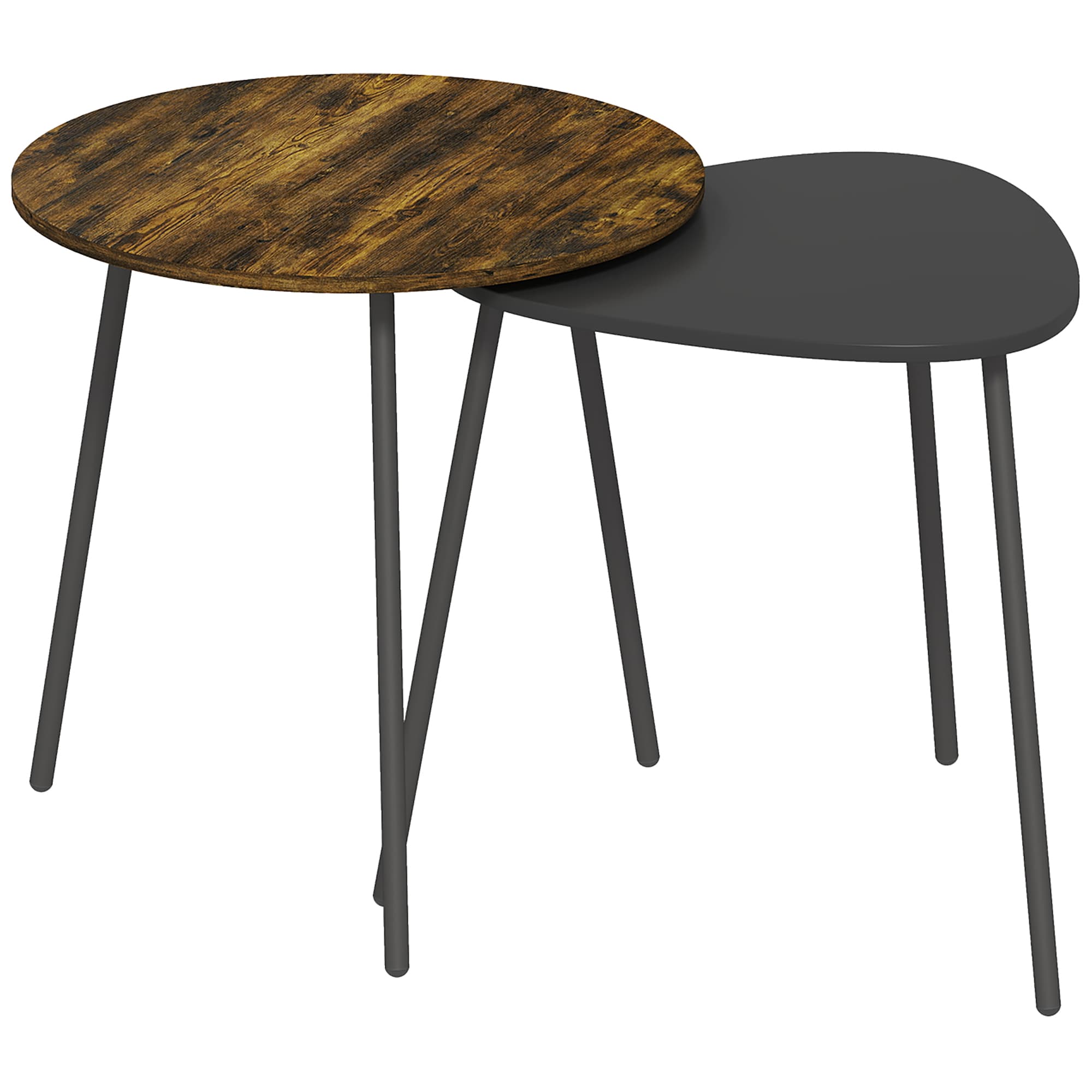 Two nesting side tables in rustic brown and charcoal - image 7
