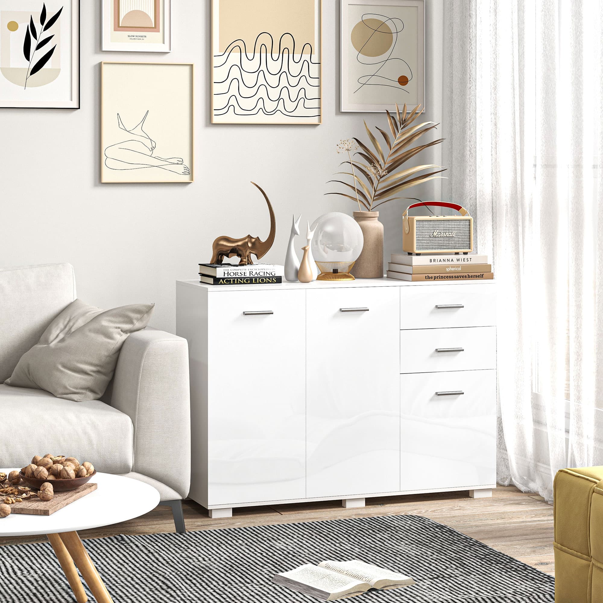 Modern High Gloss White Sideboard for Effortless Storage - image 3