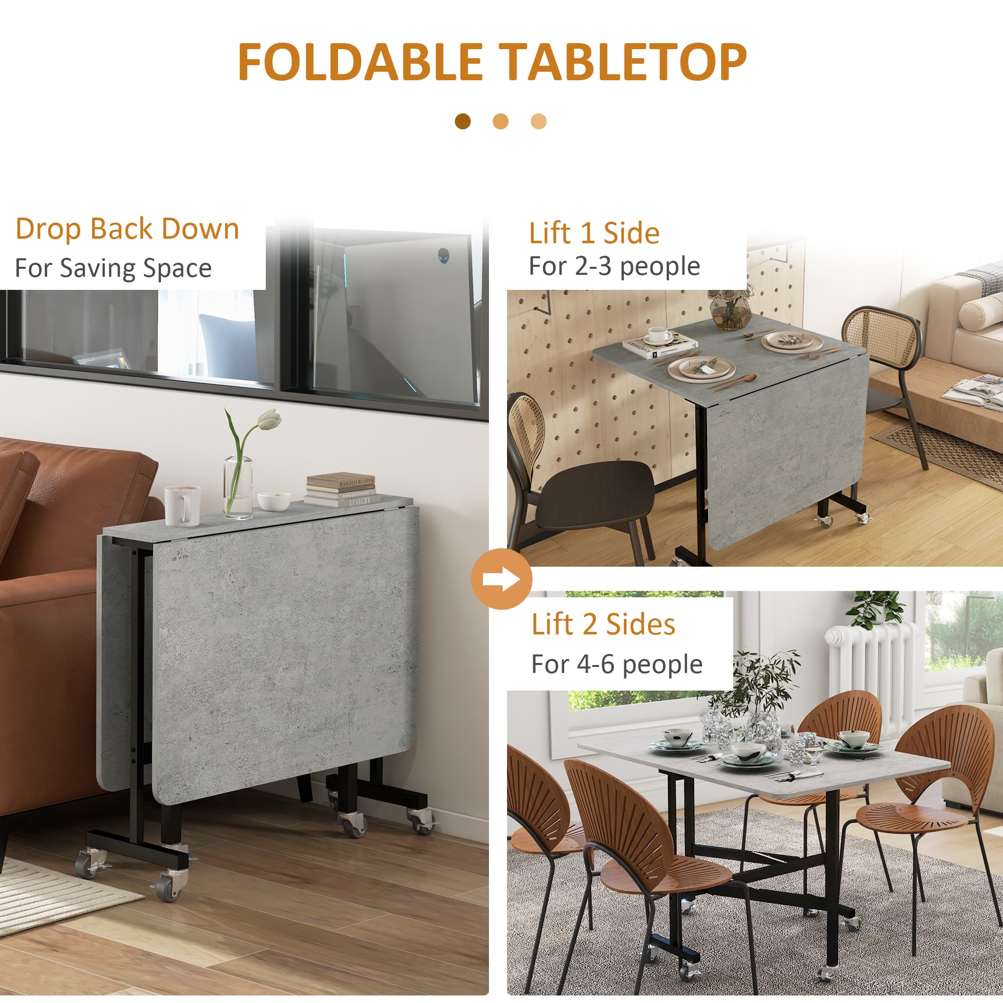 Transform Your Space With This Grey Marble Drop Leaf Table - image 2