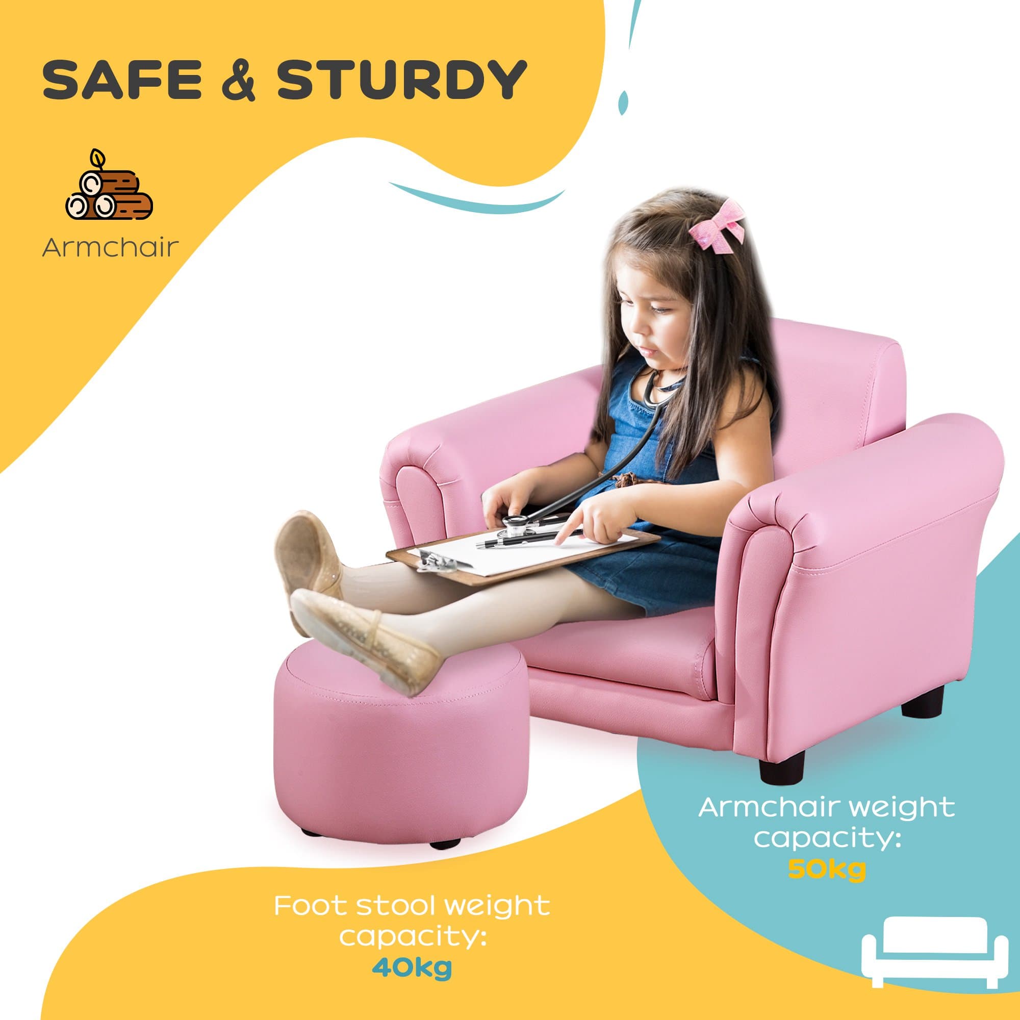 Transform Playtime with this Pink Toddler Sofa & Stool Set - image 5