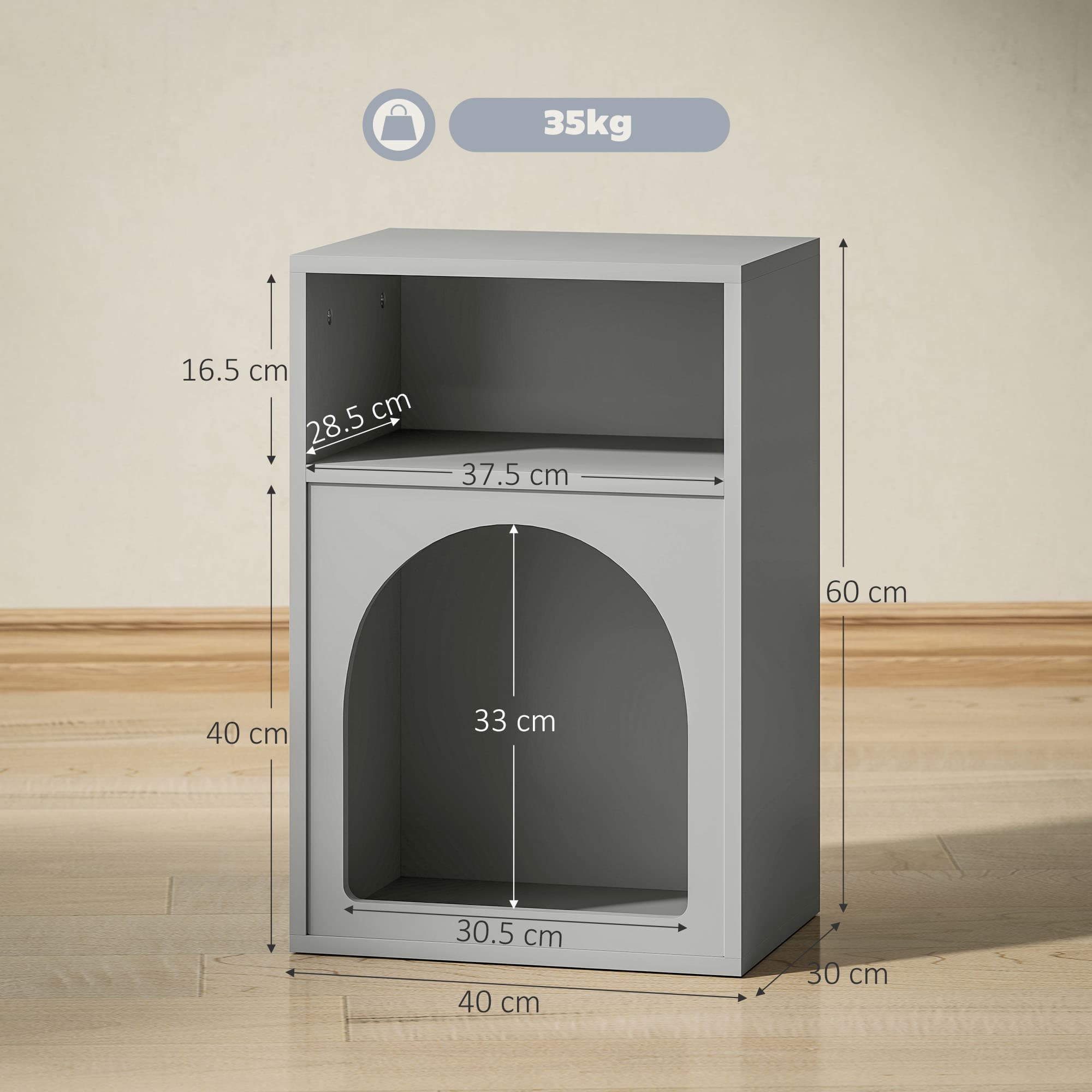 Grey Bedside Table with Arched Open Storage - image 6
