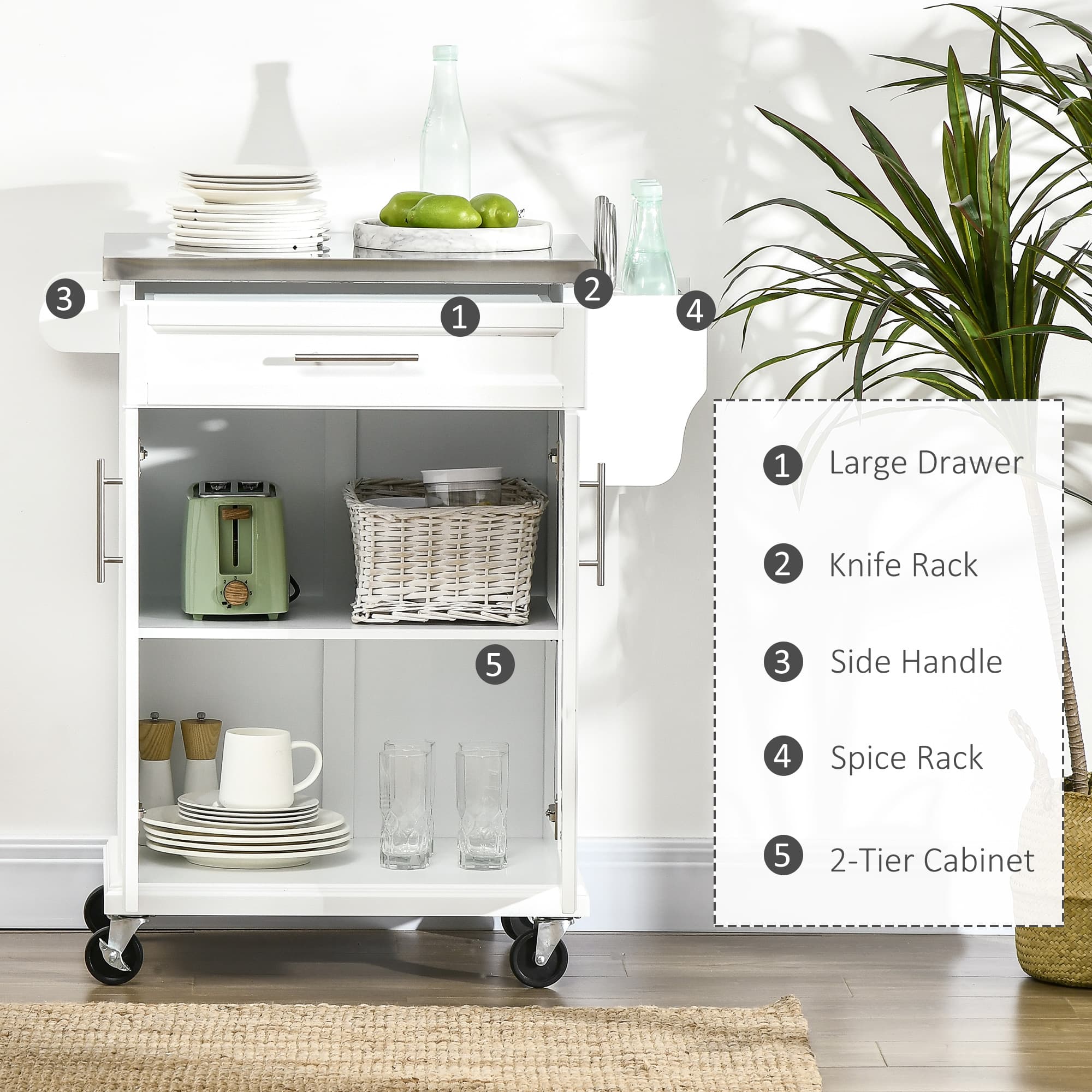 Transform Your Space with this White Mobile Kitchen Island - image 4