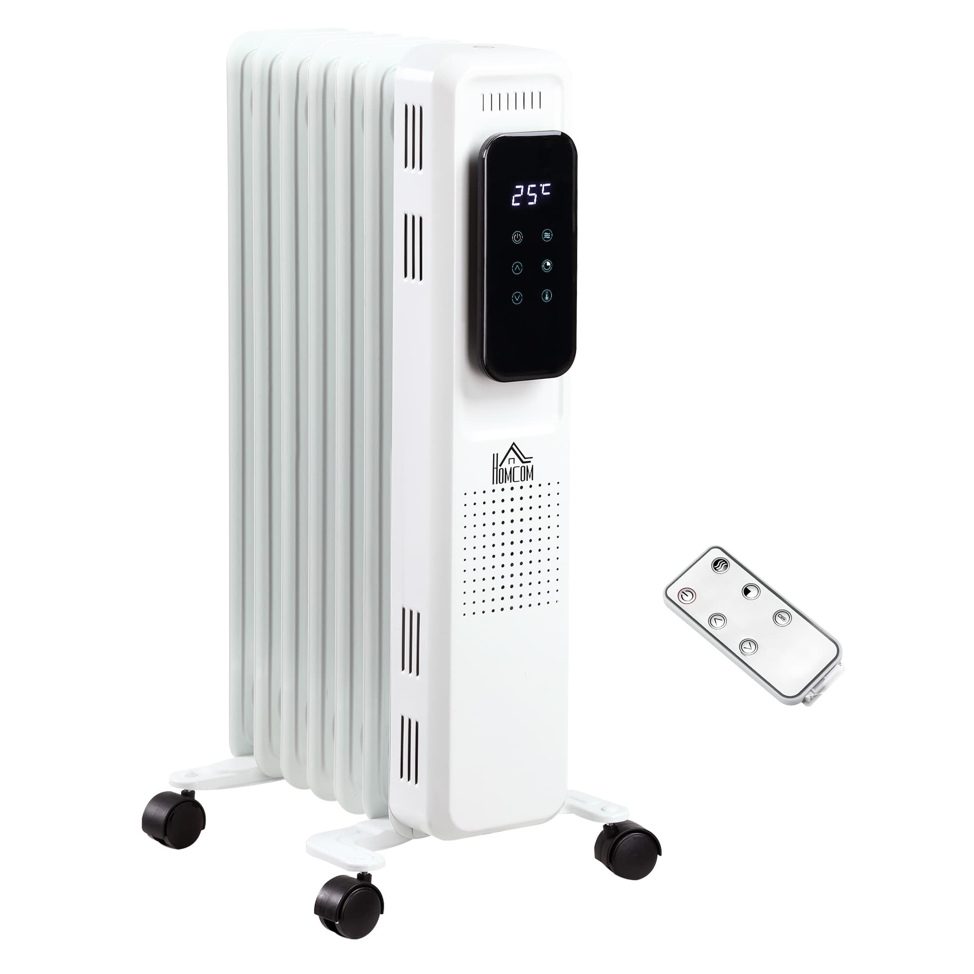 Portable Oil Filled Radiator for Quiet Room Heating - White