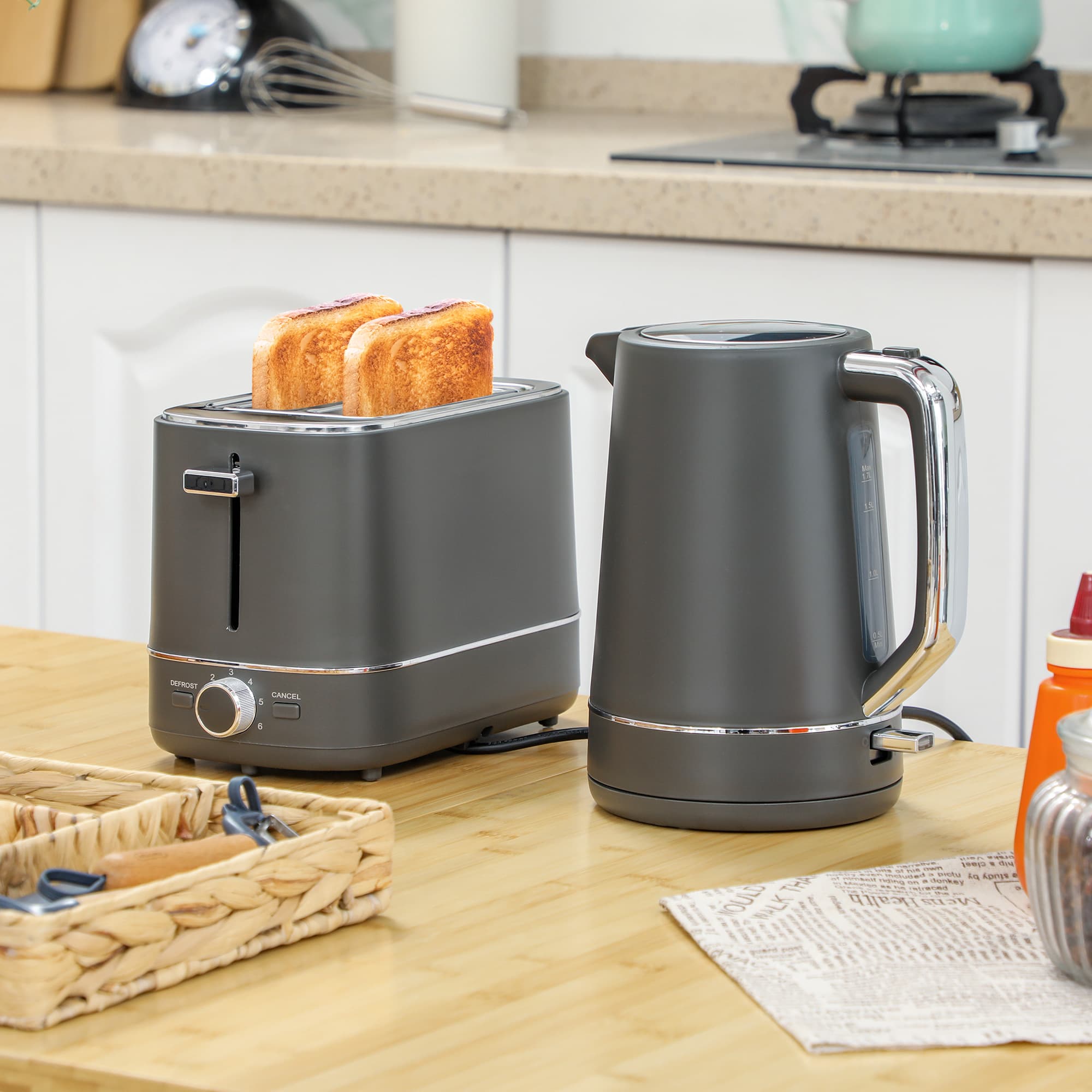 Grey Kettle and Toaster Set for Everyday Breakfasts - image 8