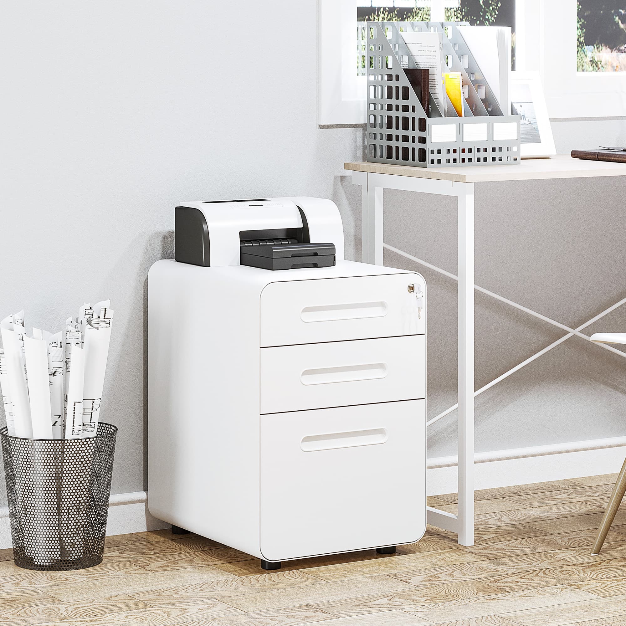 Effortless Office Organisation: White Lockable Filing Cabinet - image 2