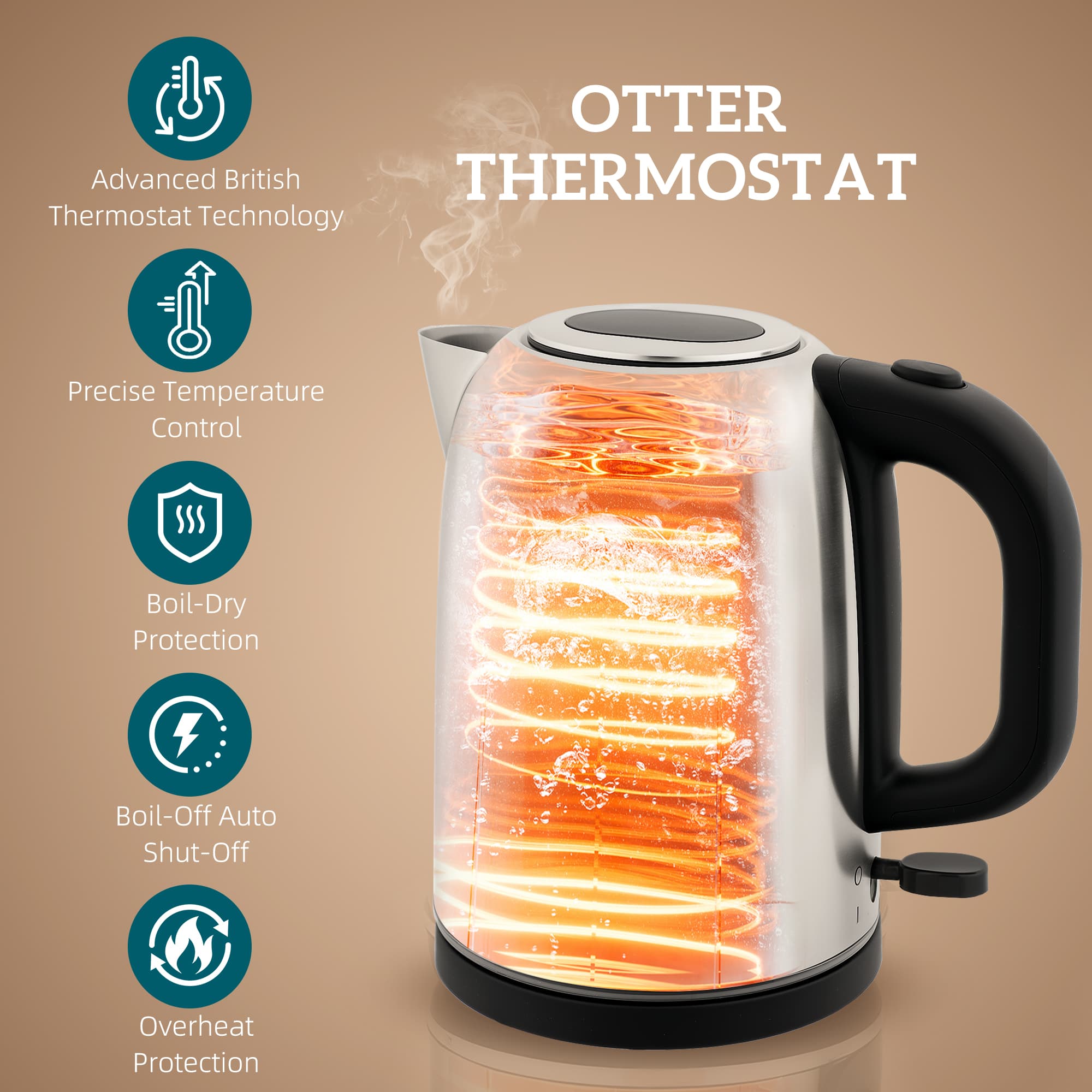 Matching Silver Toaster and Kettle Set with Ambient LED Glow - image 8