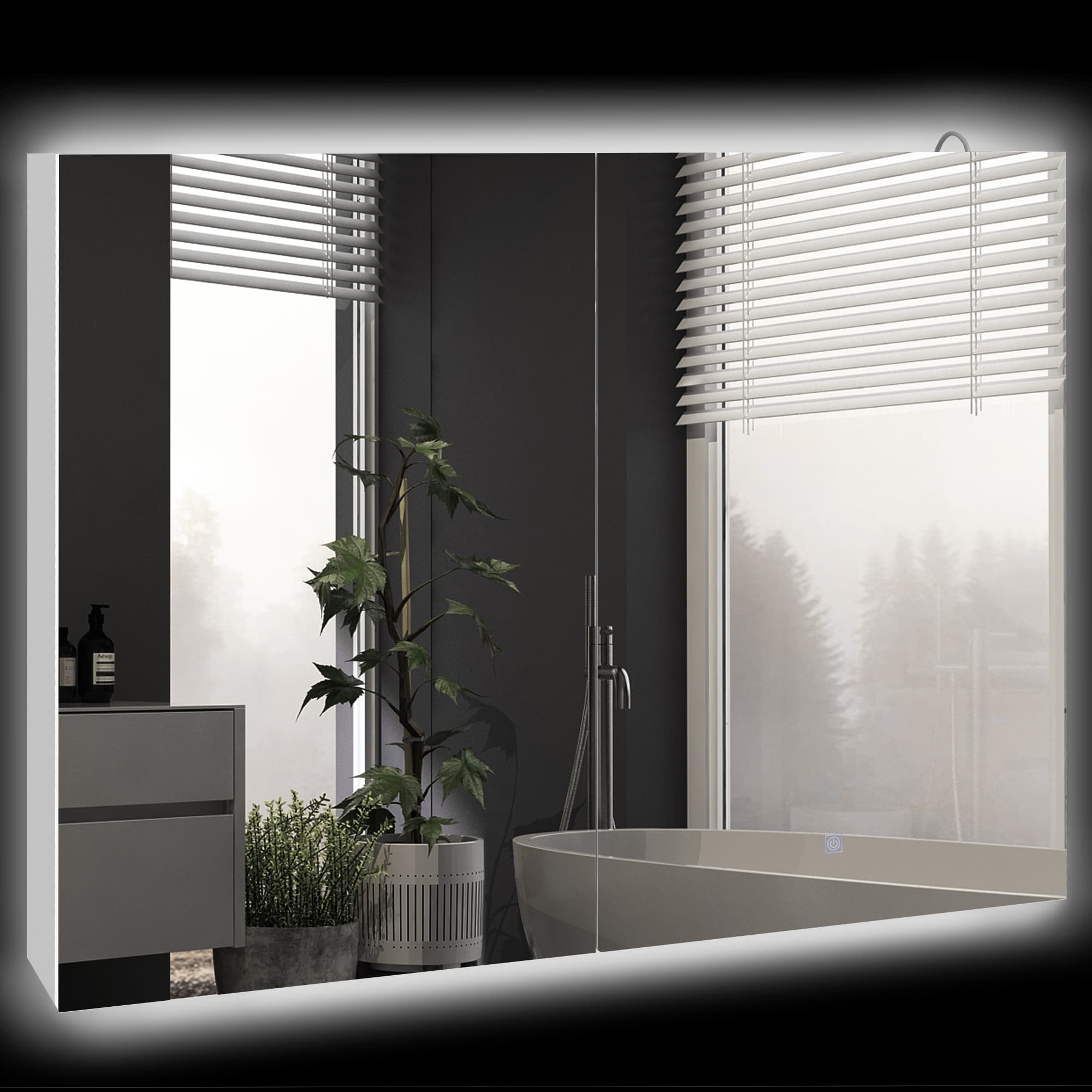 Kleankin High Gloss White LED Bathroom Mirror Cabinet - High gloss