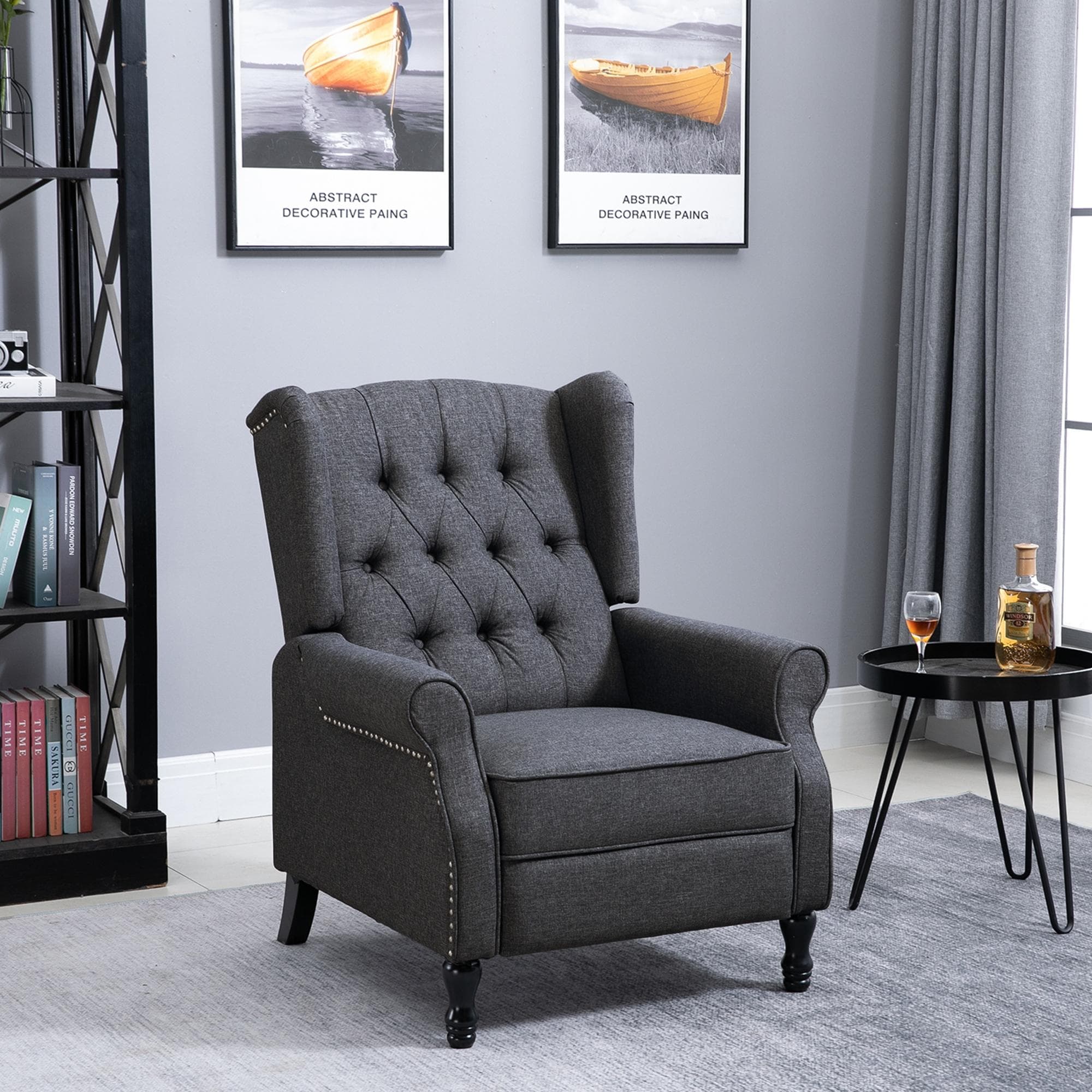 Relax in Style: Vintage Dark Grey Tufted Recliner Armchair - image 1