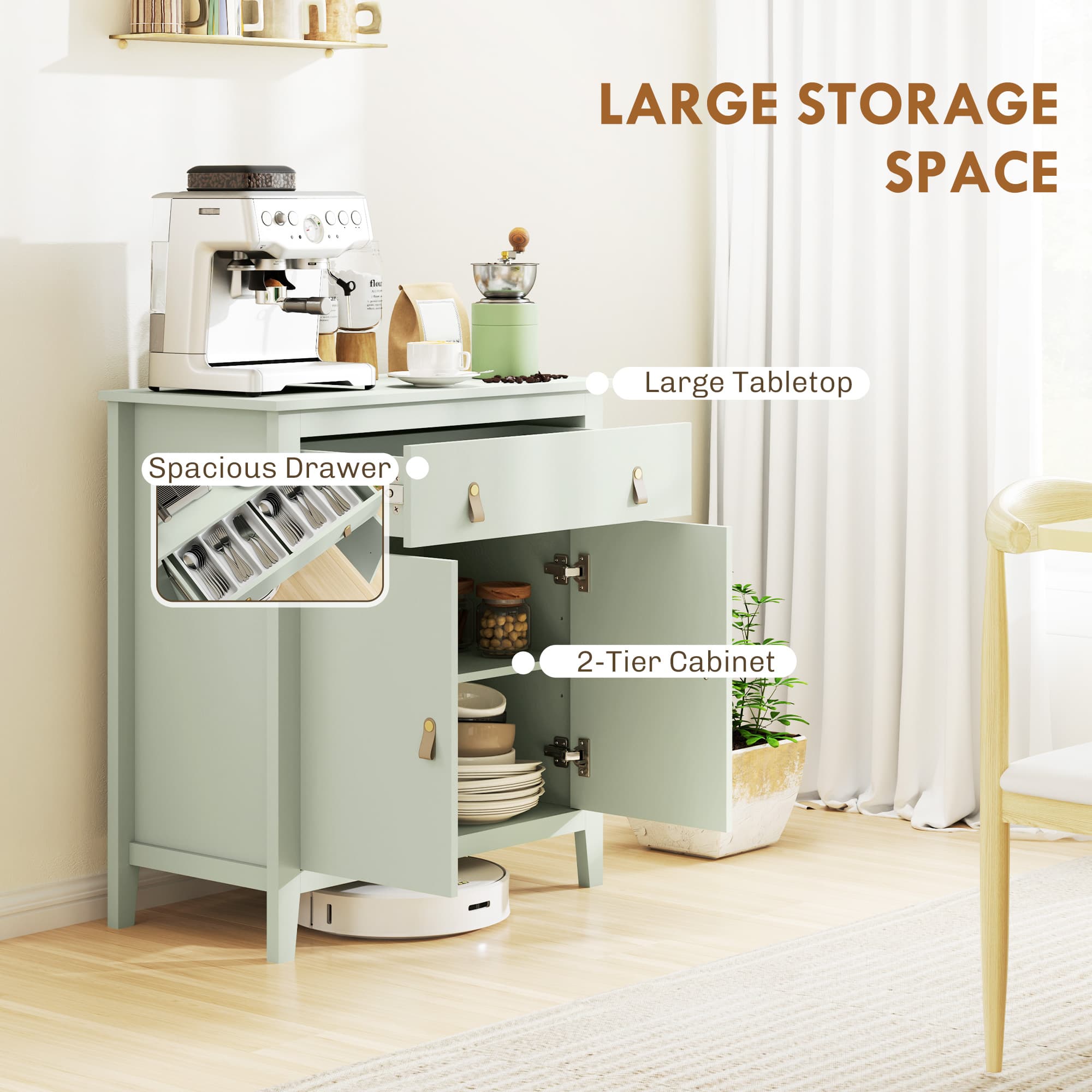 Transform Your Space with this Light Green Farmhouse Sideboard - image 3