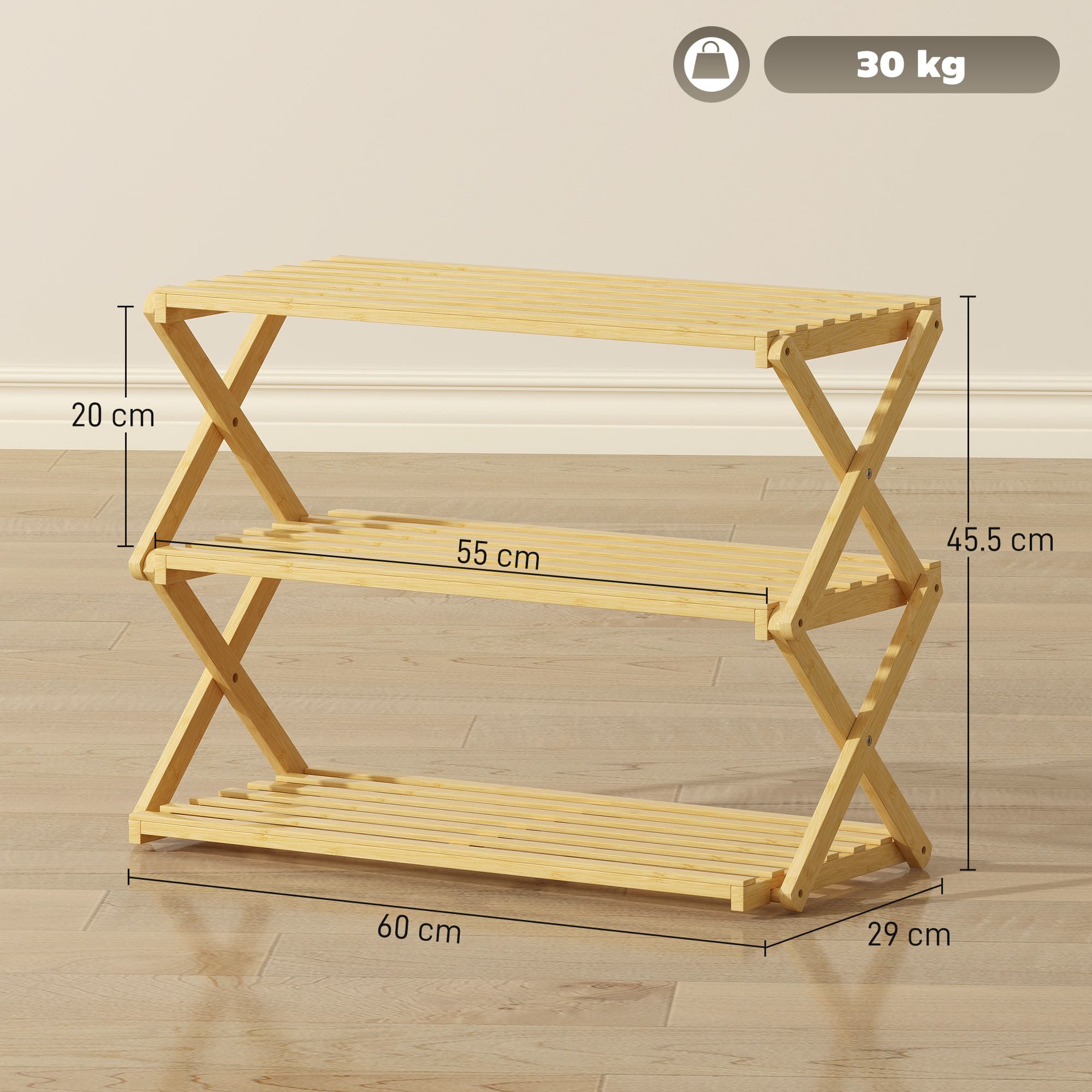 Three-Tier Folding Bamboo Shoe Rack - image 9